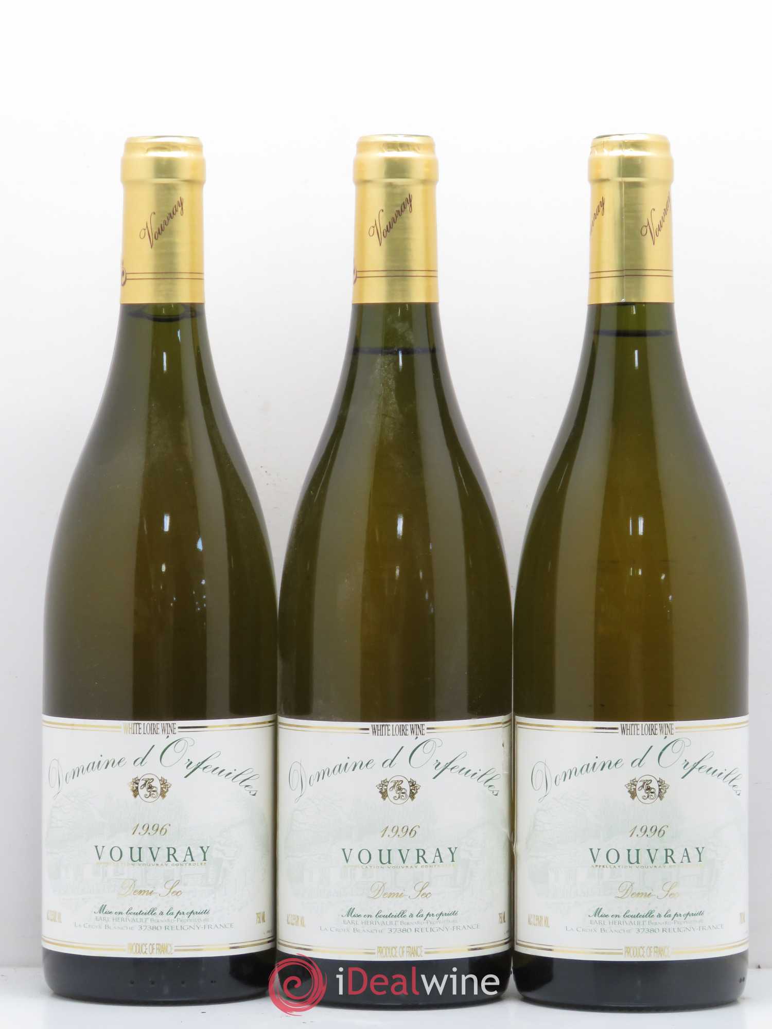 Vouvray Domaine d'Orfeuilles 1996 - Lotto di 3 bottiglie - 0
