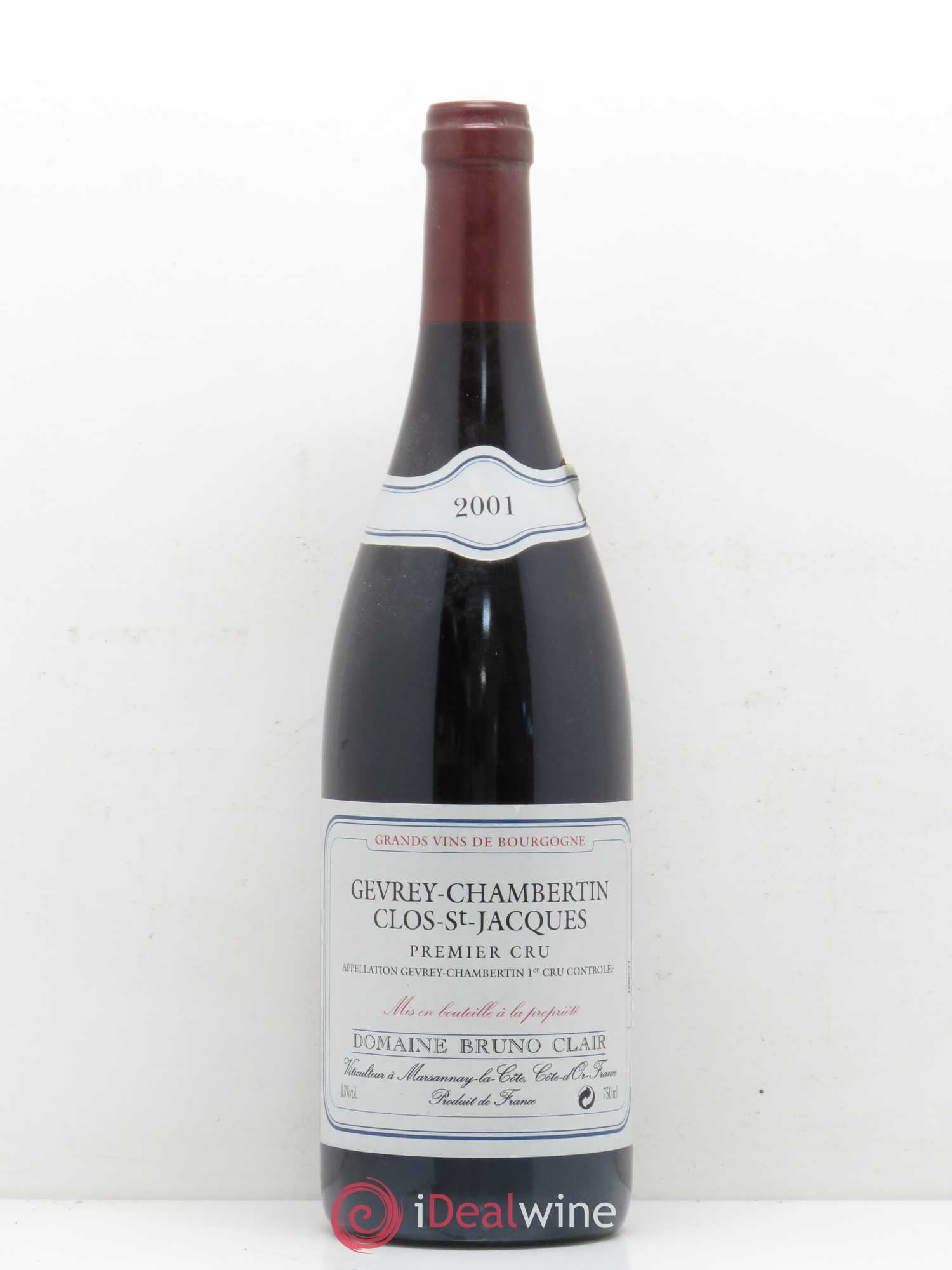 Gevrey-Chambertin 1er Cru Clos Saint-Jacques Bruno Clair (Domaine) 2001 - Lot de 1 bouteille - 0