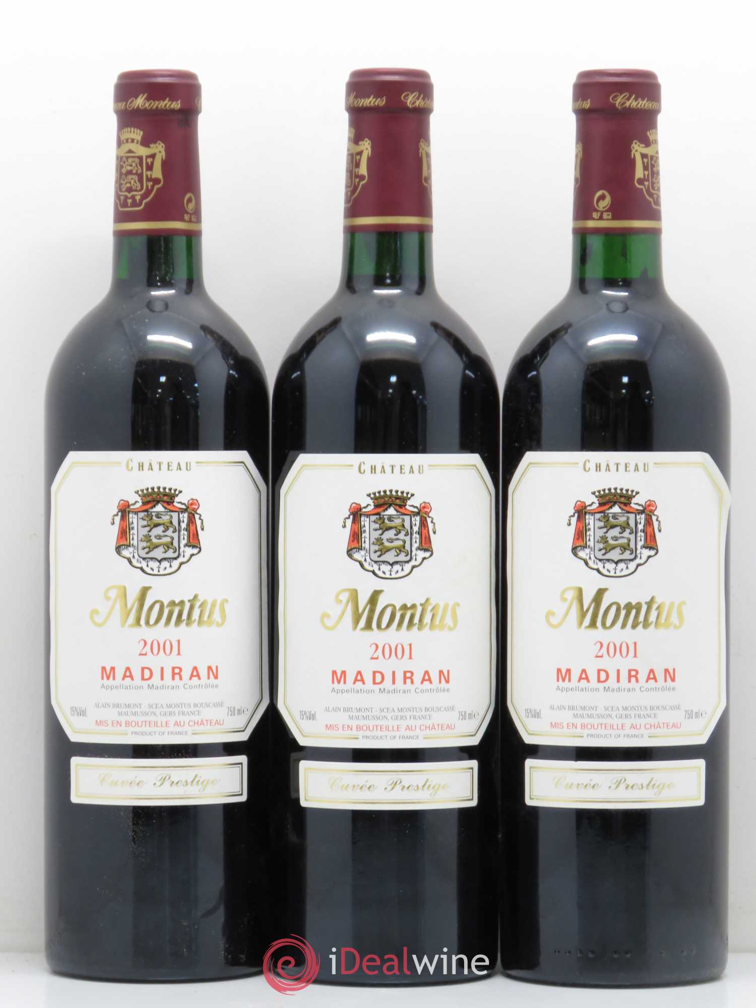 Madiran Château Montus-Prestige Alain Brumont 2001 - Lot de 3 bouteilles - 0