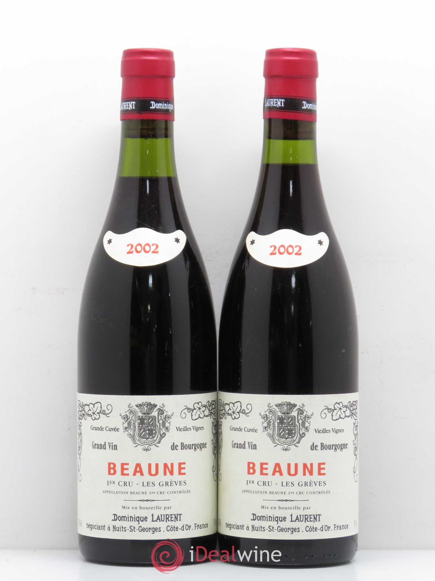 Beaune 1er Cru Les Grèves Vieilles Vignes Dominique Laurent 2002 - Lot de 2 bouteilles - 0