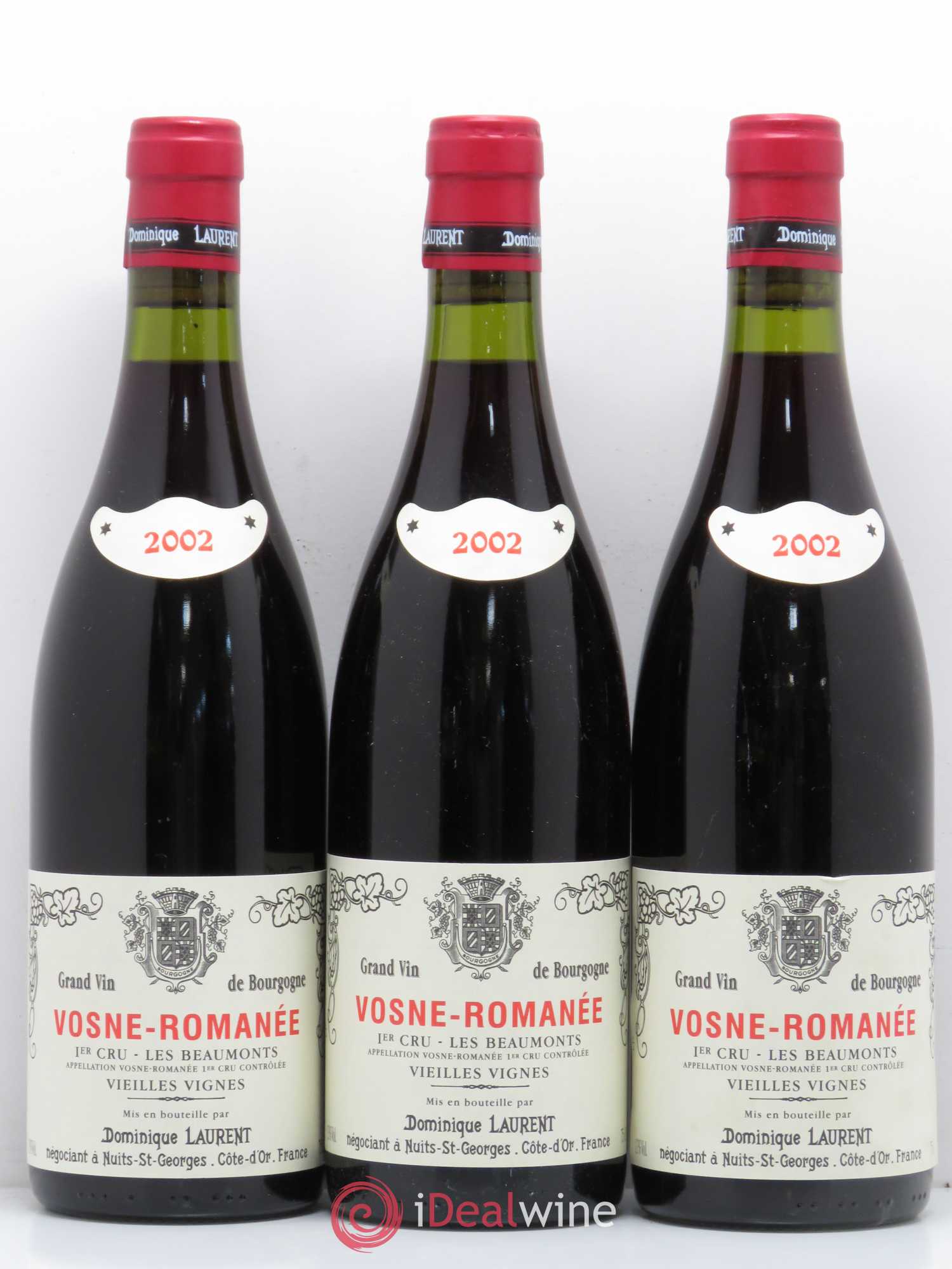 Vosne-Romanée 1er Cru Aux Beaumonts Vieilles Vignes Dominique Laurent 2002 - Lot de 3 bouteilles - 0