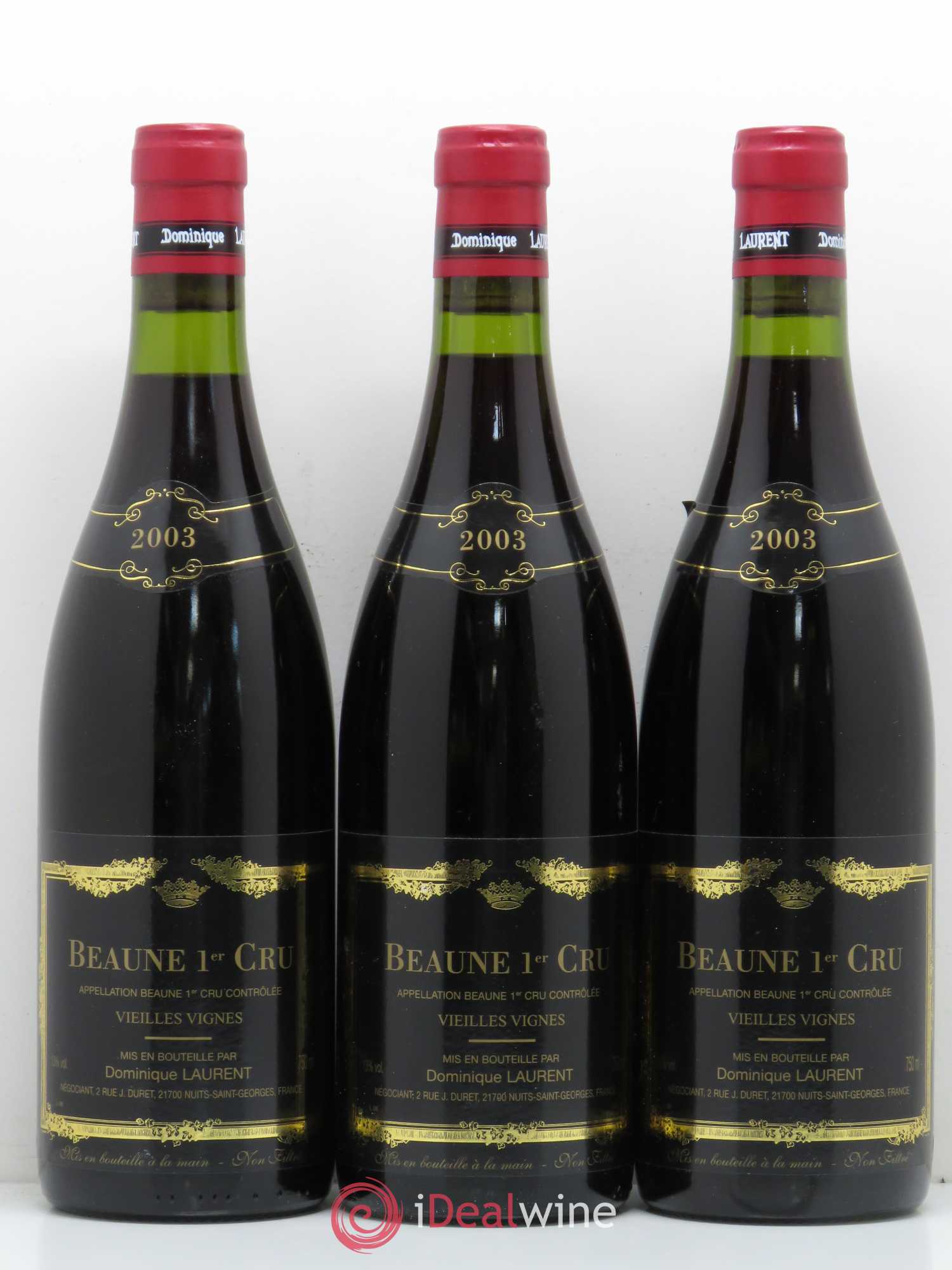 Beaune 1er Cru Vieilles vignes Dominique Laurent 2003 - Lot de 3 bouteilles - 0