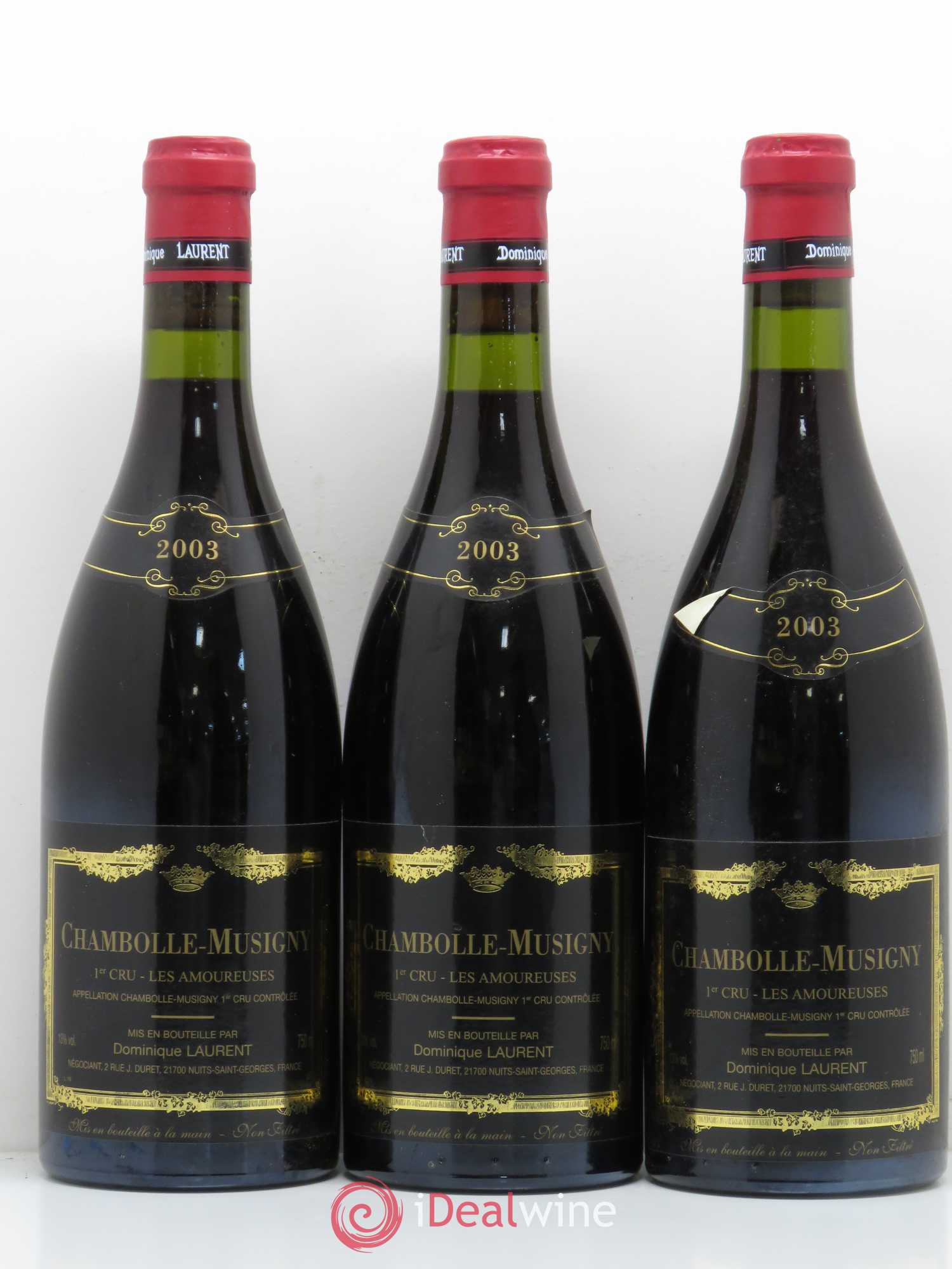 Chambolle-Musigny 1er Cru Les Amoureuses Dominique Laurent 2003 - Posten von 3 Flaschen - 0