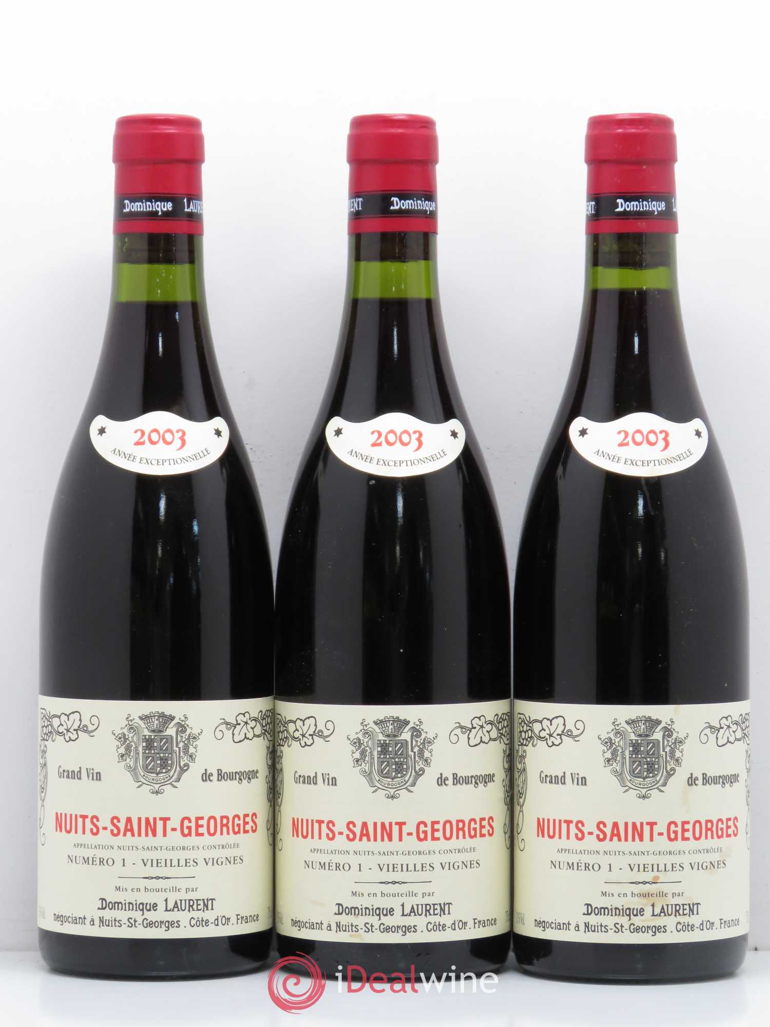 Nuits-Saint-Georges Vieilles Vignes Dominique Laurent Numéro 1 2003 - Lot de 3 bouteilles - 0