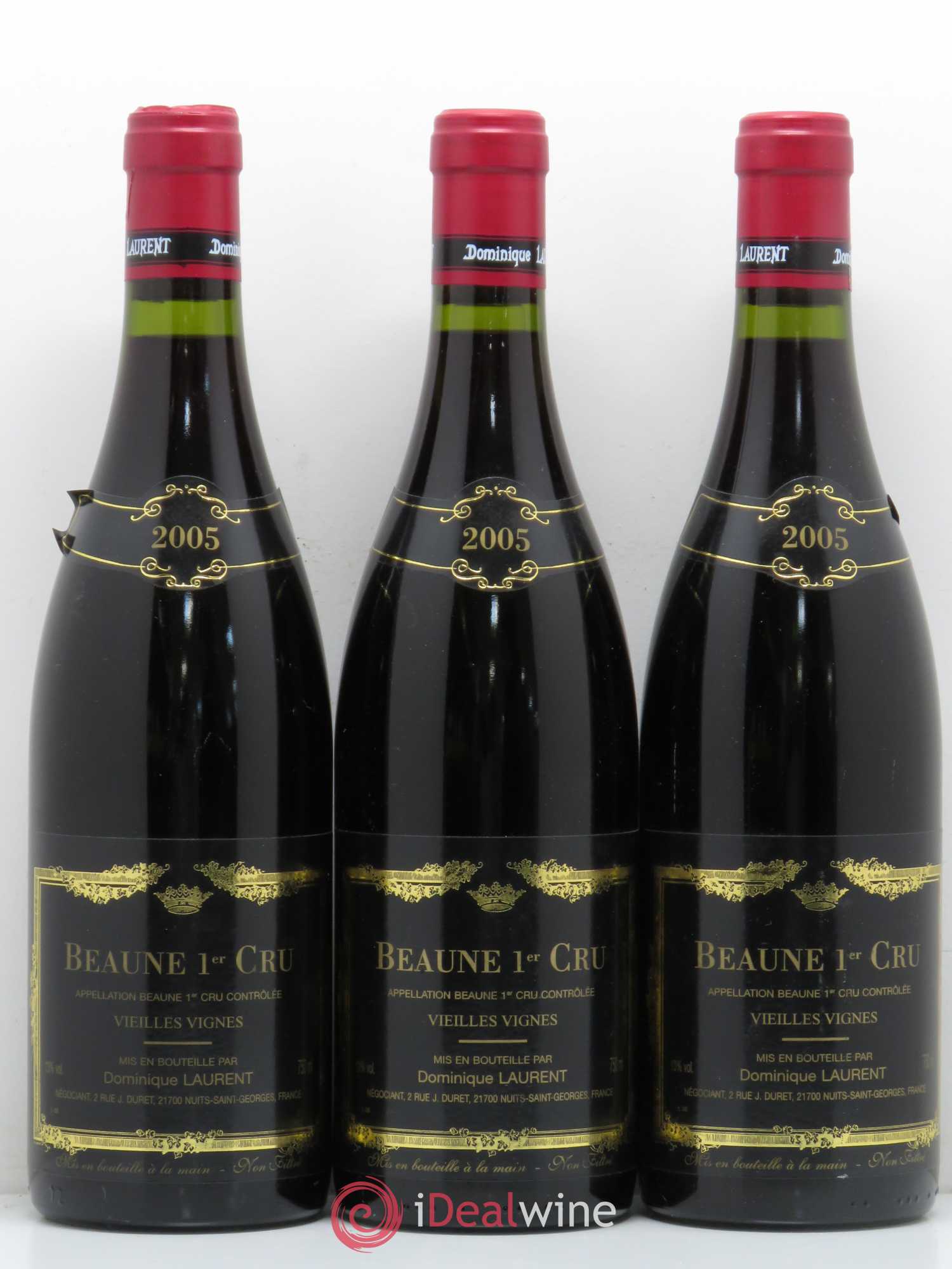 Beaune 1er Cru Vieilles vignes Dominique Laurent 2005 - Lot de 3 bouteilles - 0