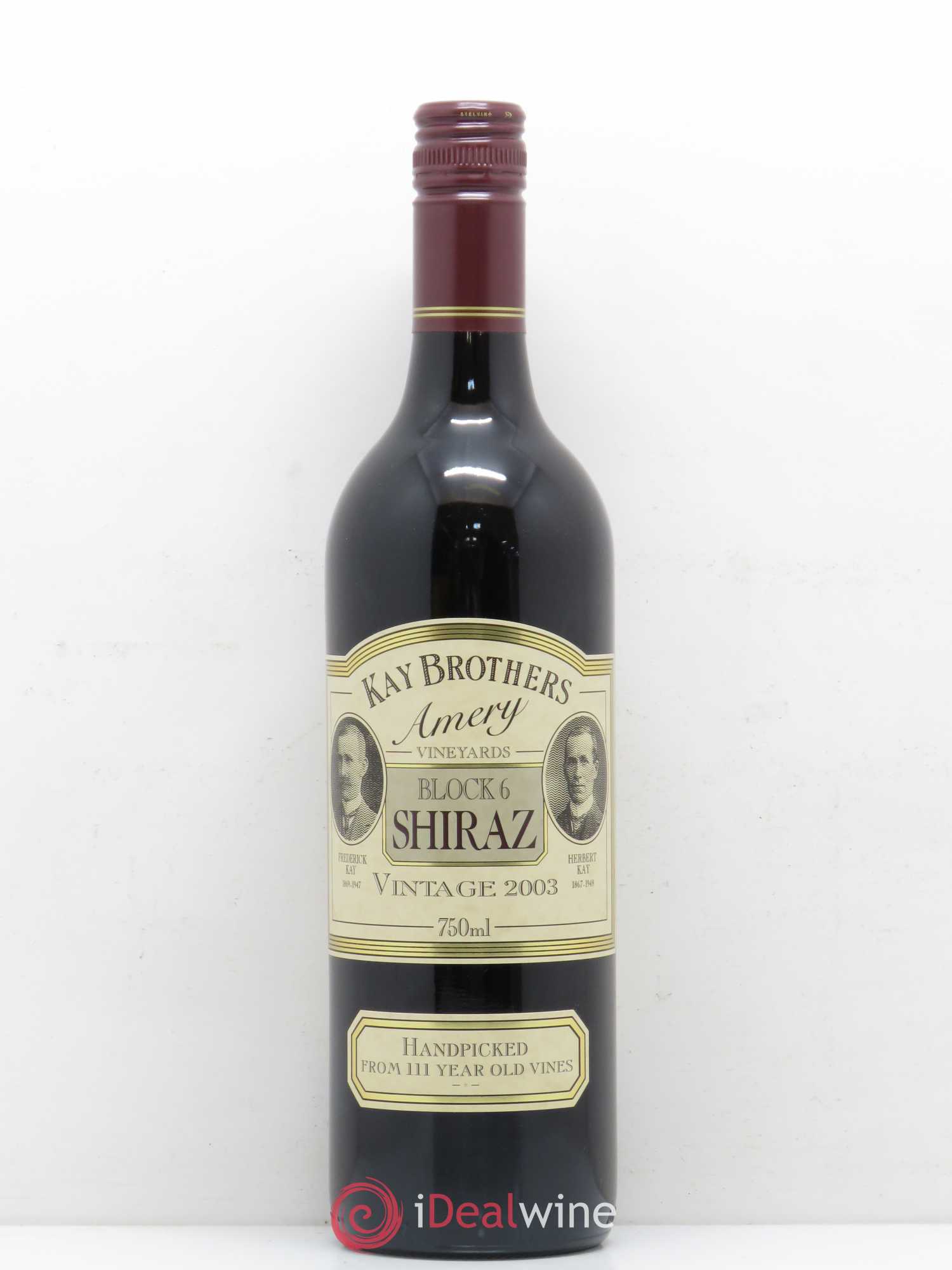 Vins Etrangers Australie Block 6 Shiraz Kay Brothers Amery Vineyards 2003 - Posten von 1 Flasche - 0