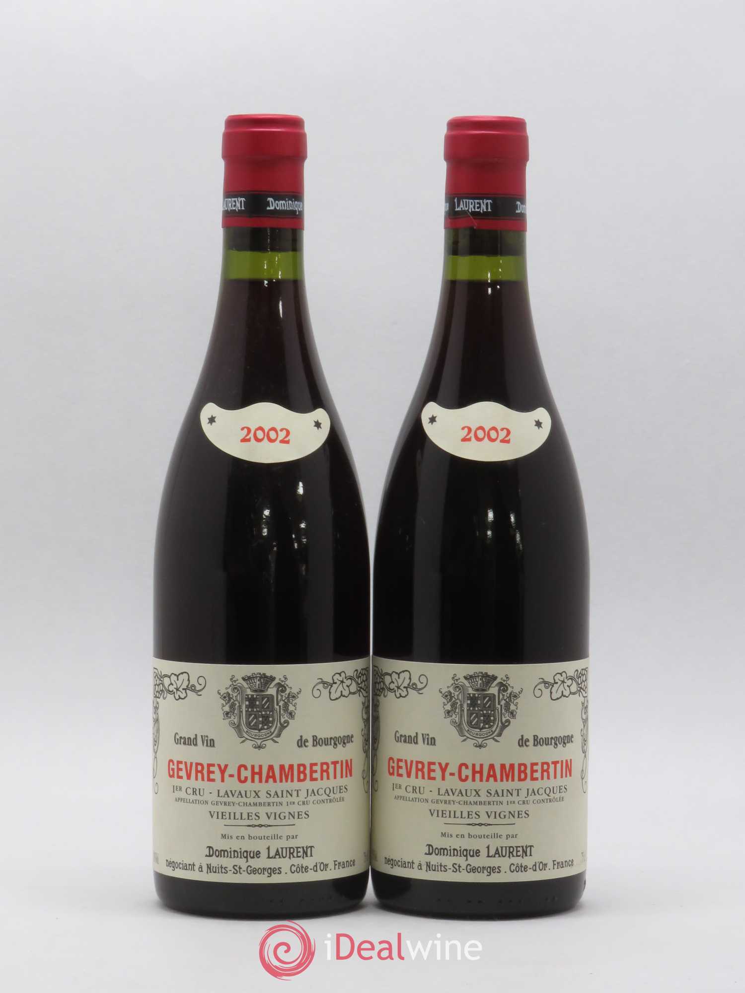 Gevrey-Chambertin 1er Cru Lavaux Saint Jacques Vieilles Vignes Dominique Laurent 2002 - Lot de 2 bouteilles - 0