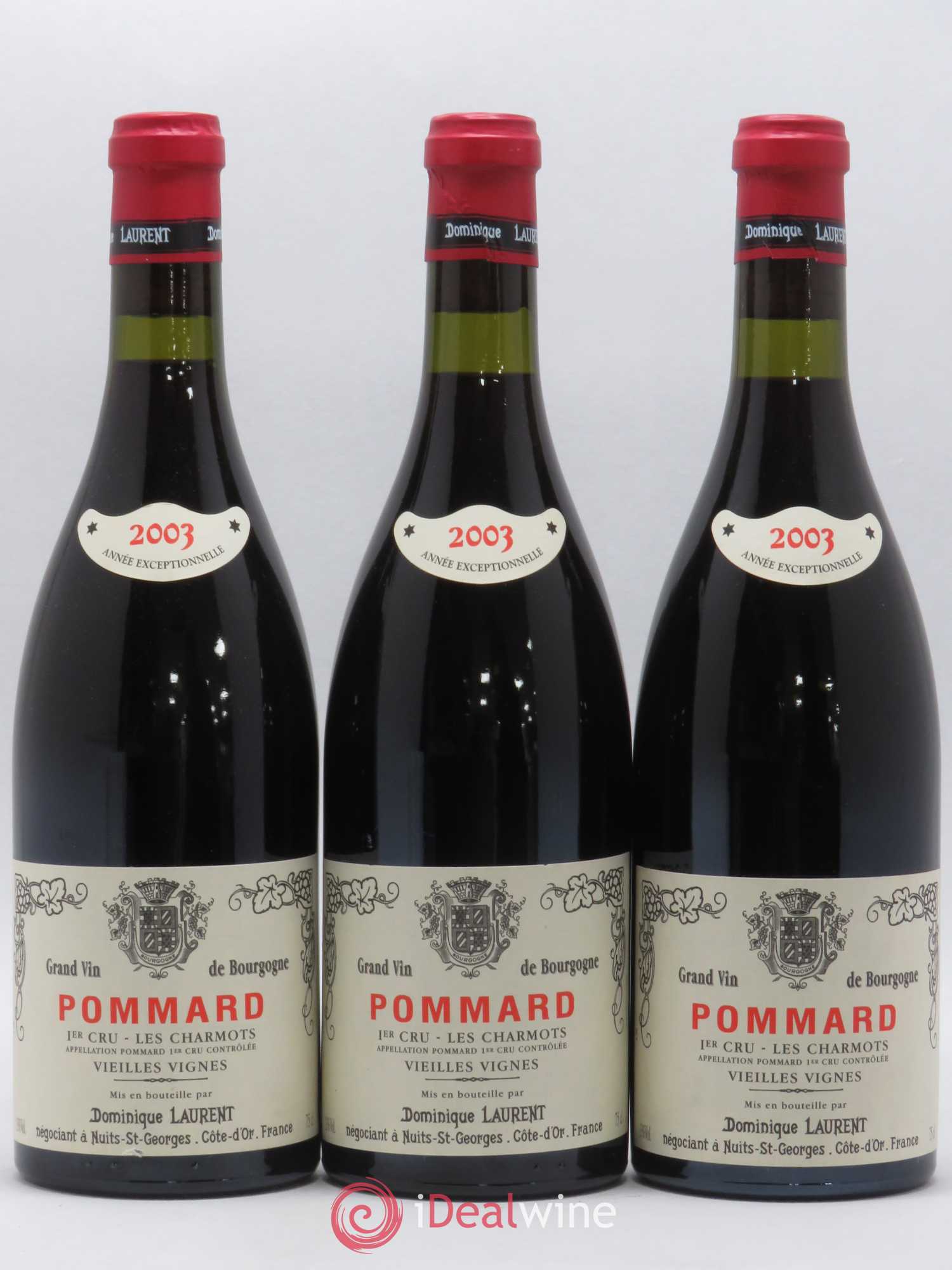Pommard 1er Cru Les Charmots Dominique Laurent Vieilles Vignes 2003 - Lot de 3 bouteilles - 0