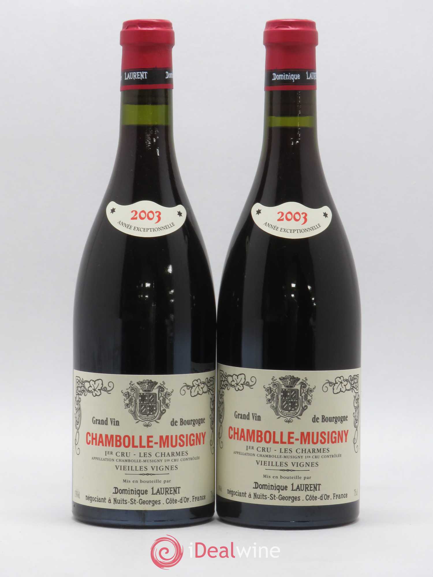 Chambolle-Musigny 1er Cru Les Charmes Vieilles Vignes Dominique Laurent 2003 - Lot de 2 bouteilles - 0