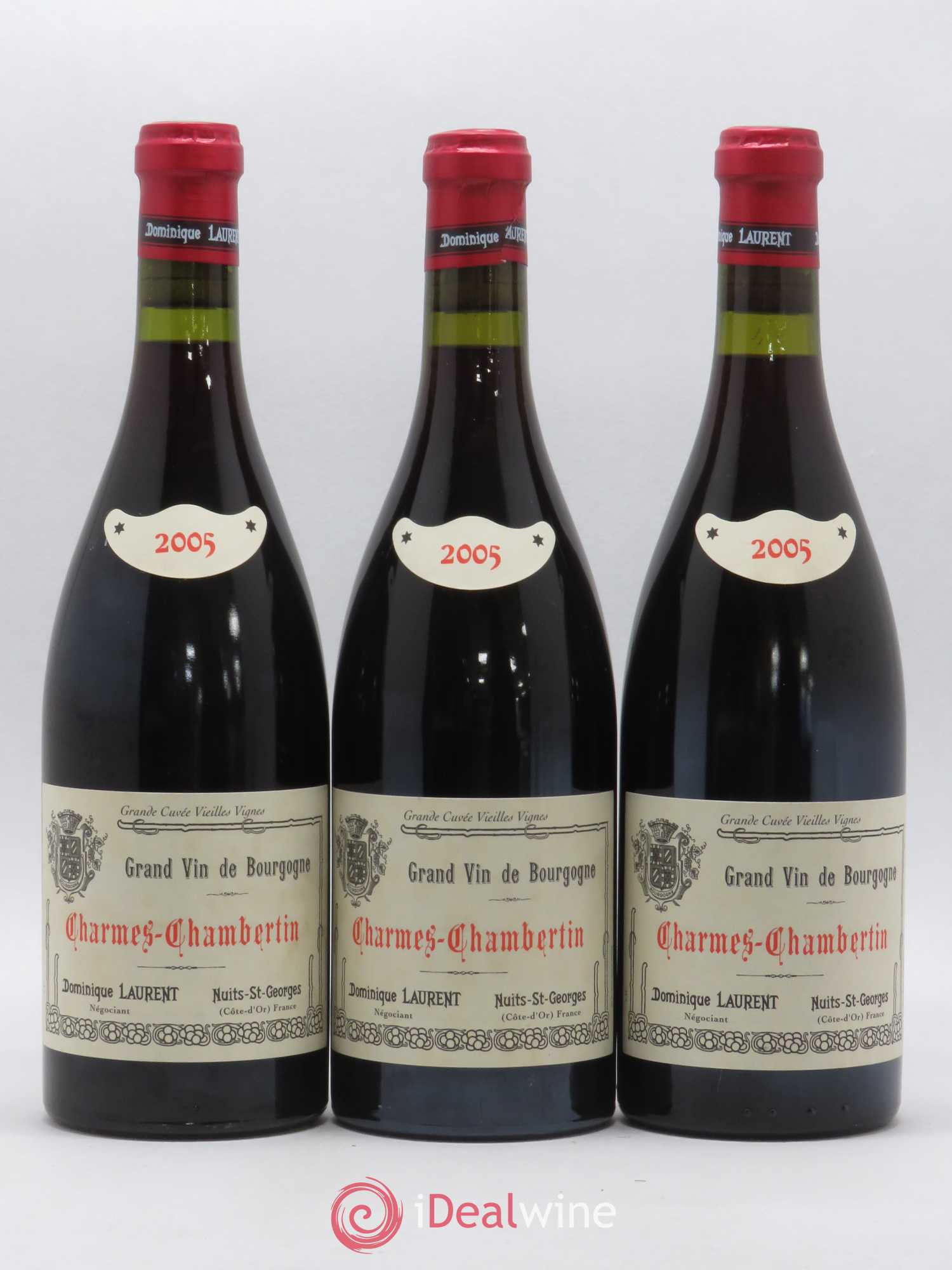 Charmes-Chambertin Grand Cru Grande Cuvée Vieilles Vignes Dominique Laurent 2005 - Lot de 3 bouteilles - 0