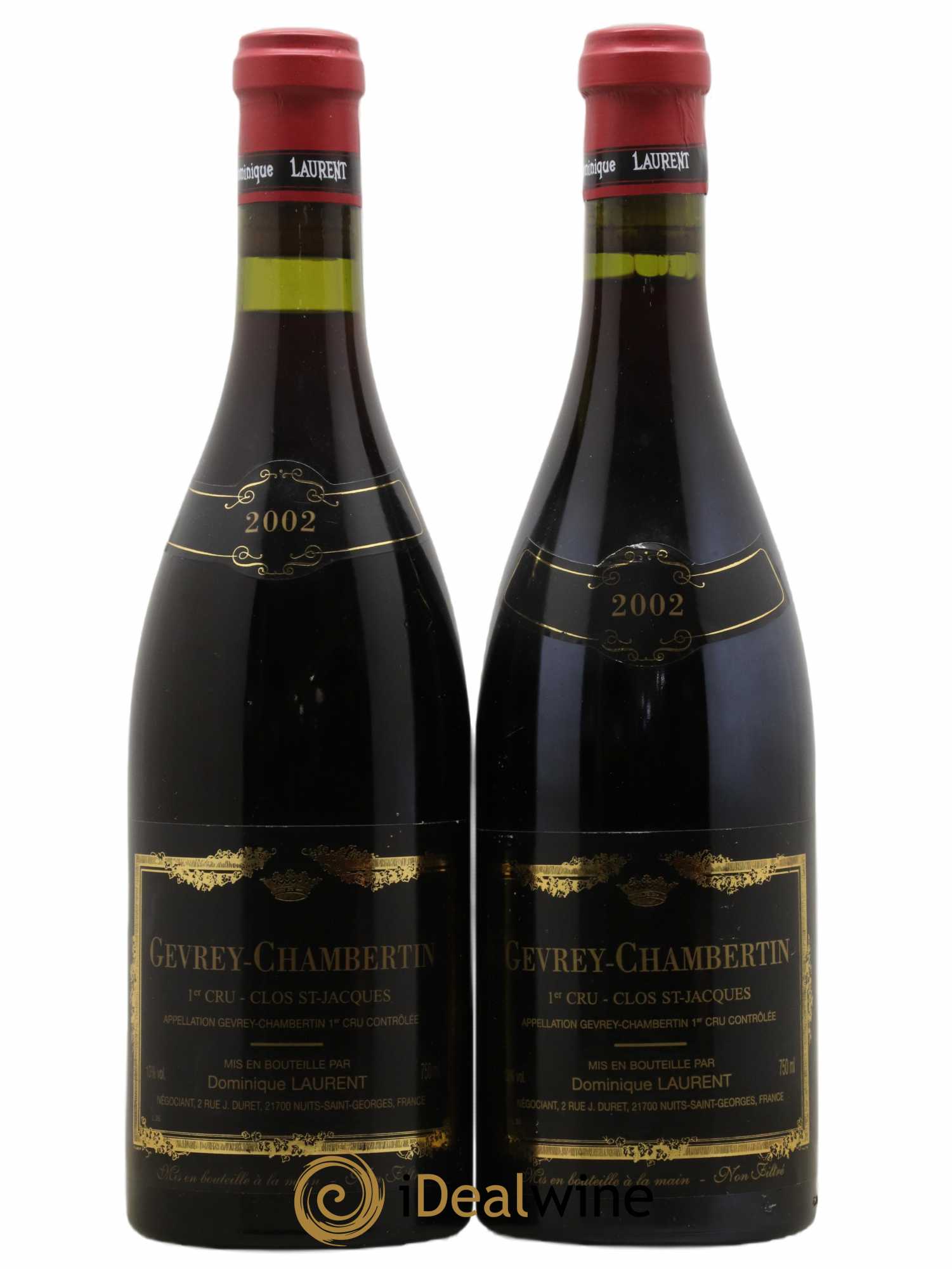 Gevrey-Chambertin 1er Cru Clos Saint Jacques Dominique Laurent 2002 - Lot de 2 bouteilles - 0