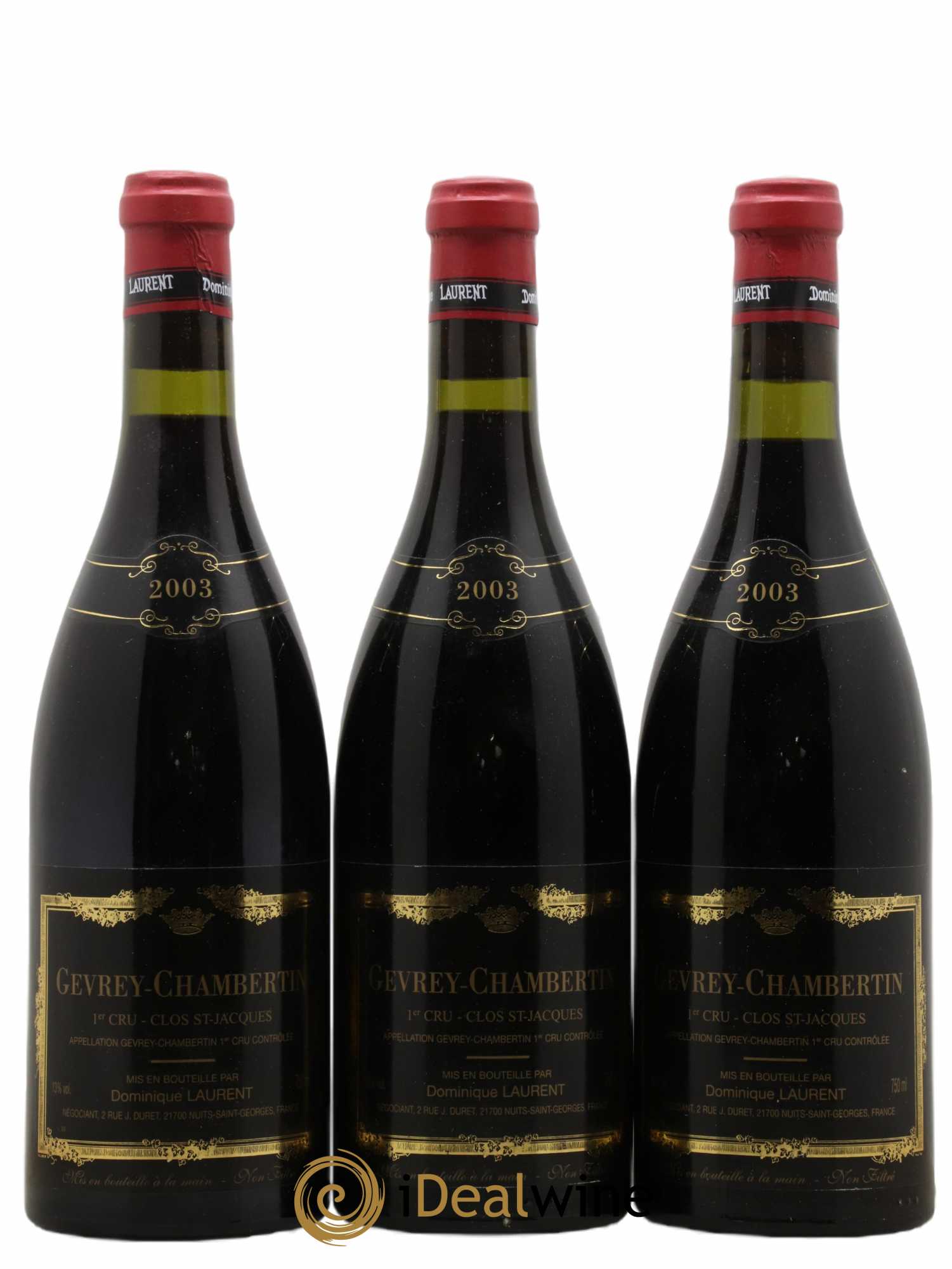Gevrey-Chambertin 1er Cru Clos Saint Jacques Dominique Laurent 2003 - Lot de 3 bouteilles - 0