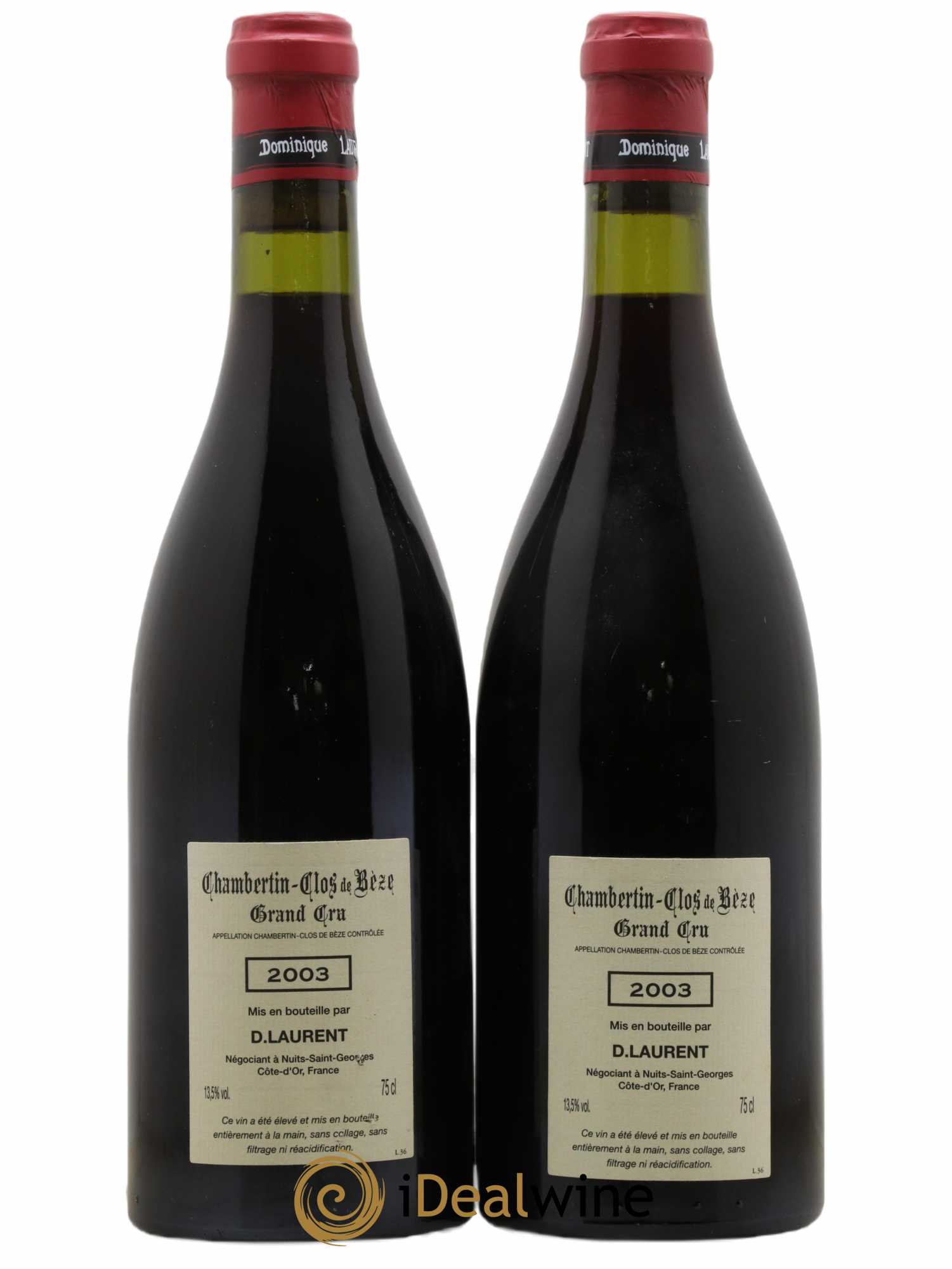 Chambertin Clos de Bèze Grand Cru Grande cuvée Vieilles vignes Dominique Laurent 2003 - Lot de 2 bouteilles - 1