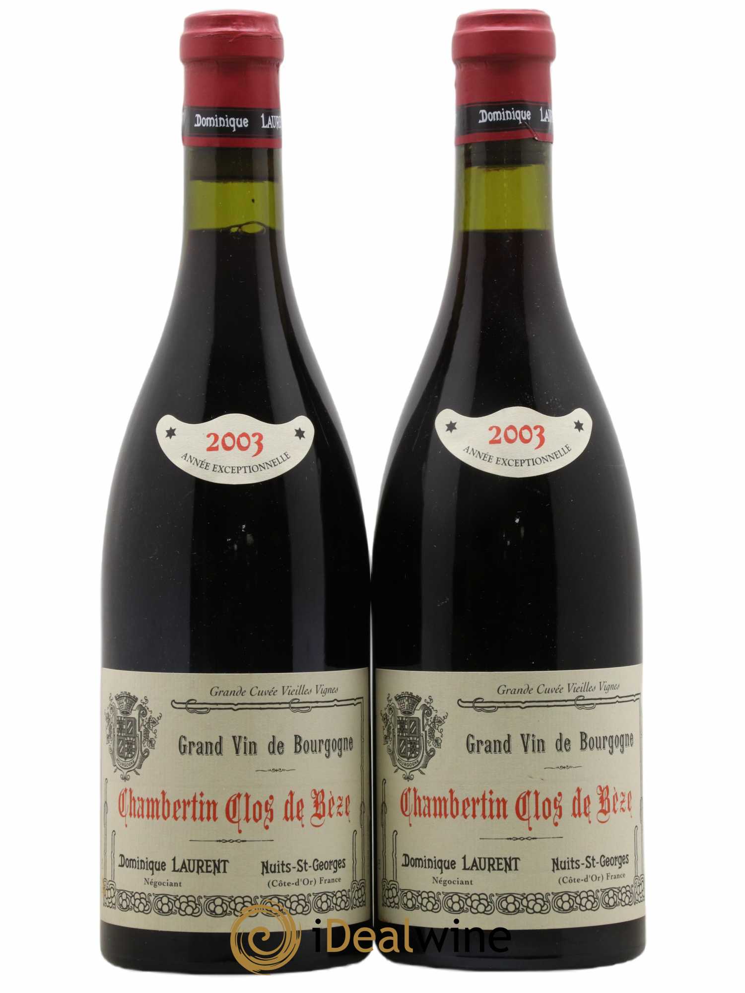 Chambertin Clos de Bèze Grand Cru Grande cuvée Vieilles vignes Dominique Laurent 2003 - Lot de 2 bouteilles - 0
