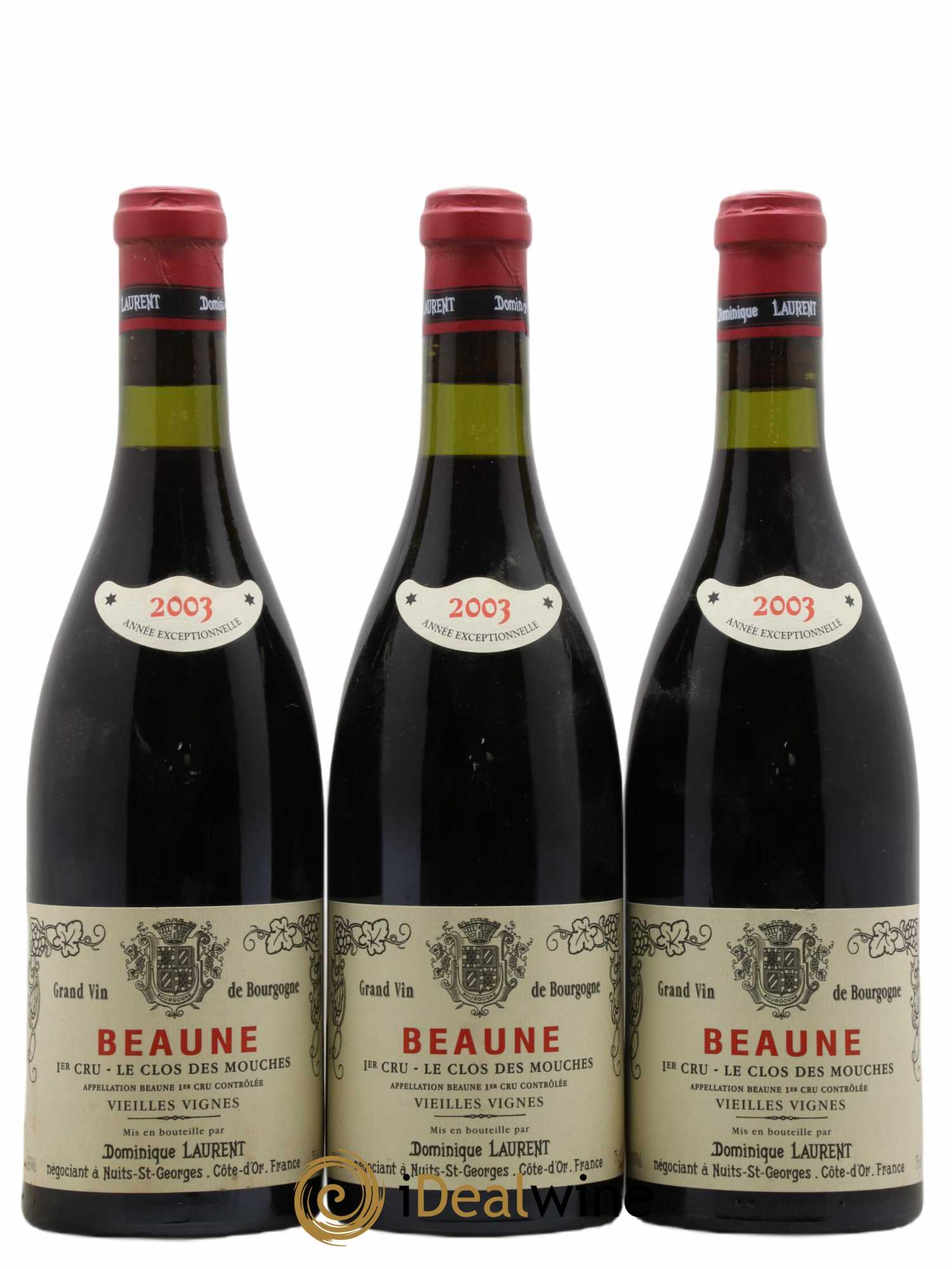Beaune 1er Cru Clos des Mouches Vieilles Vignes Dominique Laurent 2003 - Lot de 3 bouteilles - 0