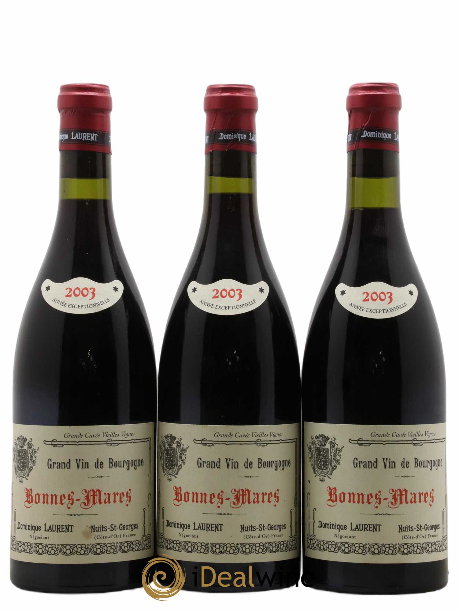 Bonnes-Mares Grand Cru Grande Cuvée Vieilles Vignes Dominique Laurent 2003 - Lot de 3 bouteilles - 0