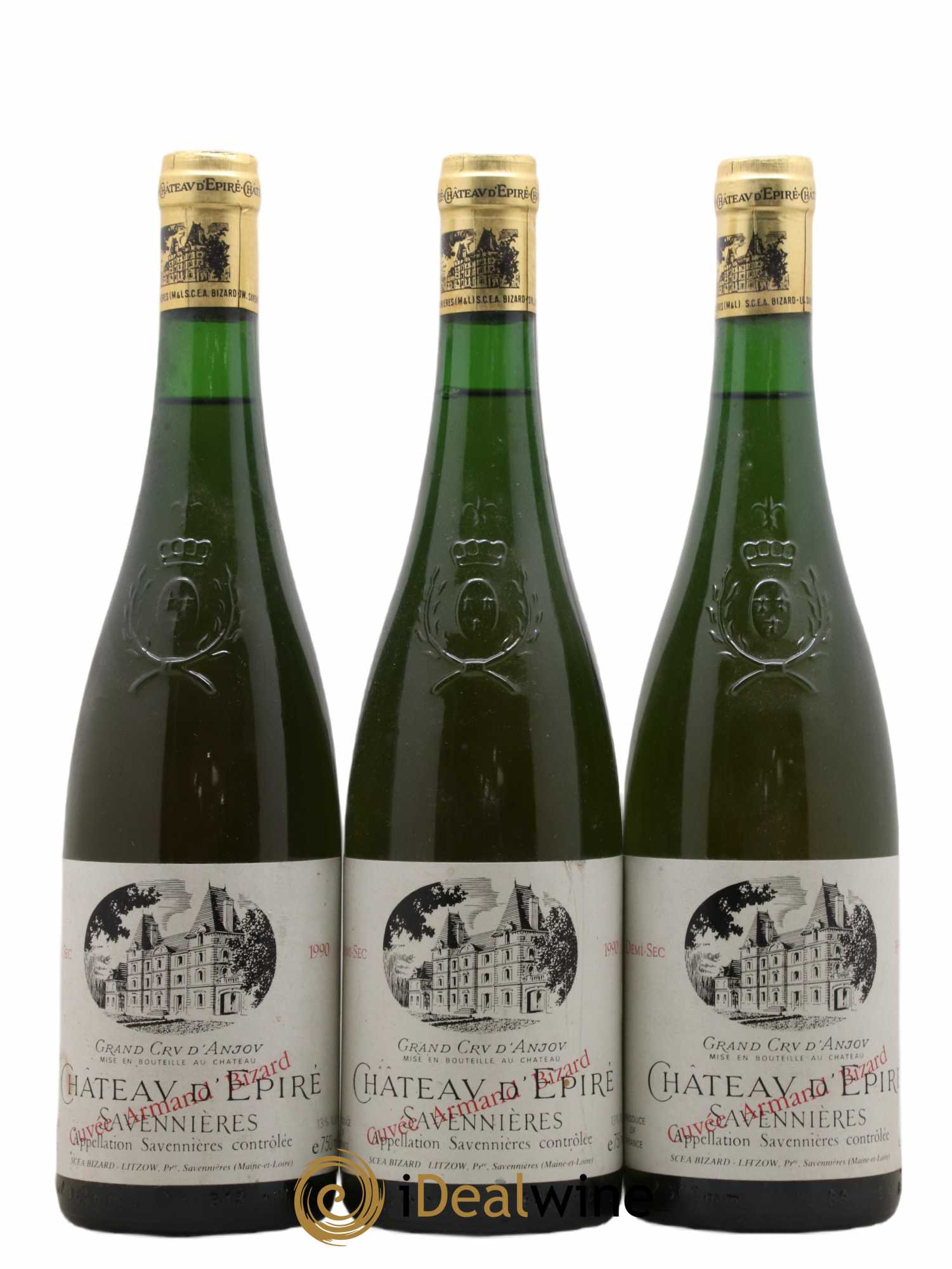 Savennières Demi sec cuvée Armand Bizard Château d'Epiré 1990 - Posten von 3 Flaschen - 0
