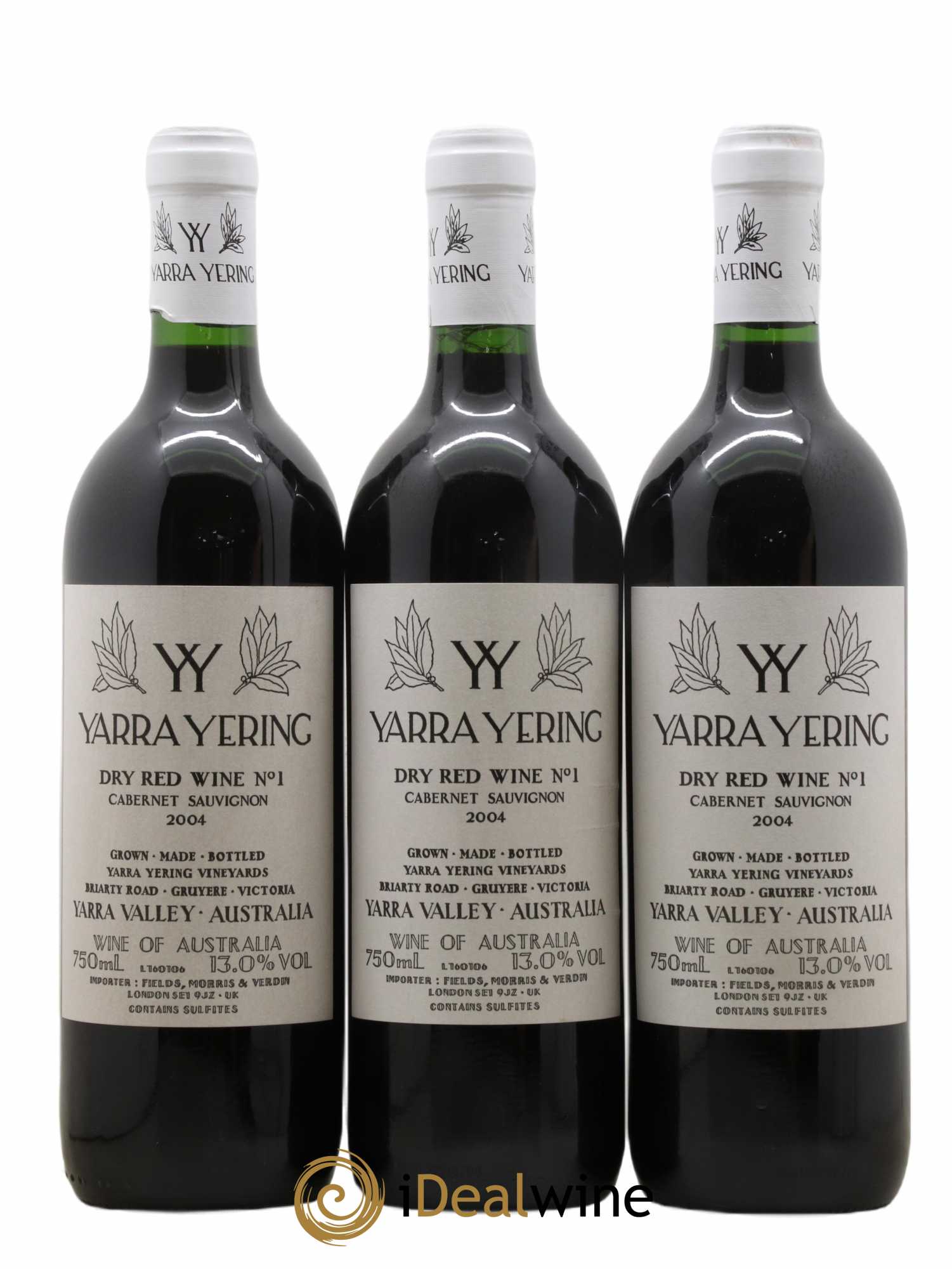 Yarra Valley Yarra Yering Vineyards Dry Red n°1 2004 - Lot de 3 bouteilles - 0