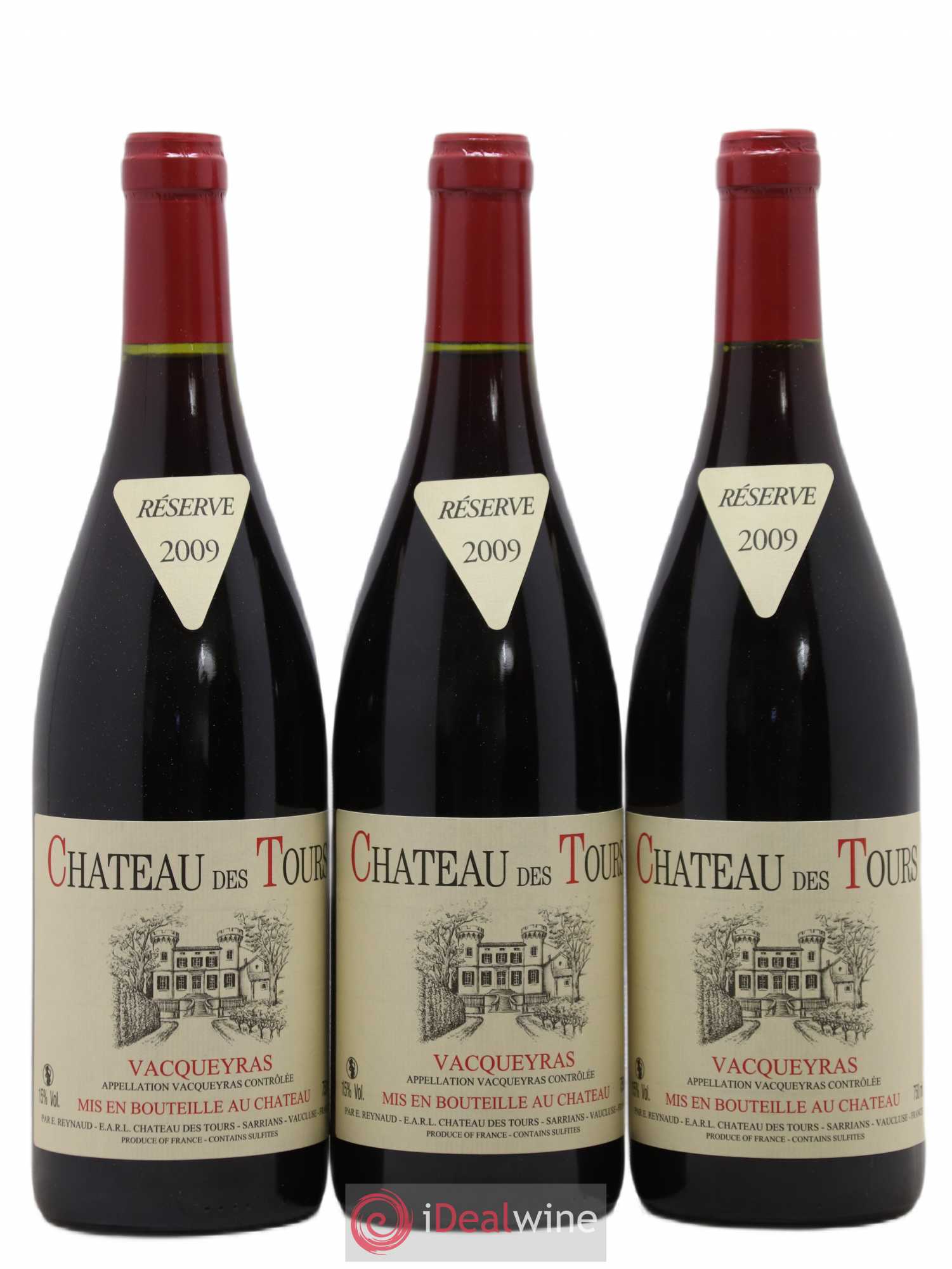 Vacqueyras Château des Tours Emmanuel Reynaud 2009 - Lot de 3 bouteilles - 0
