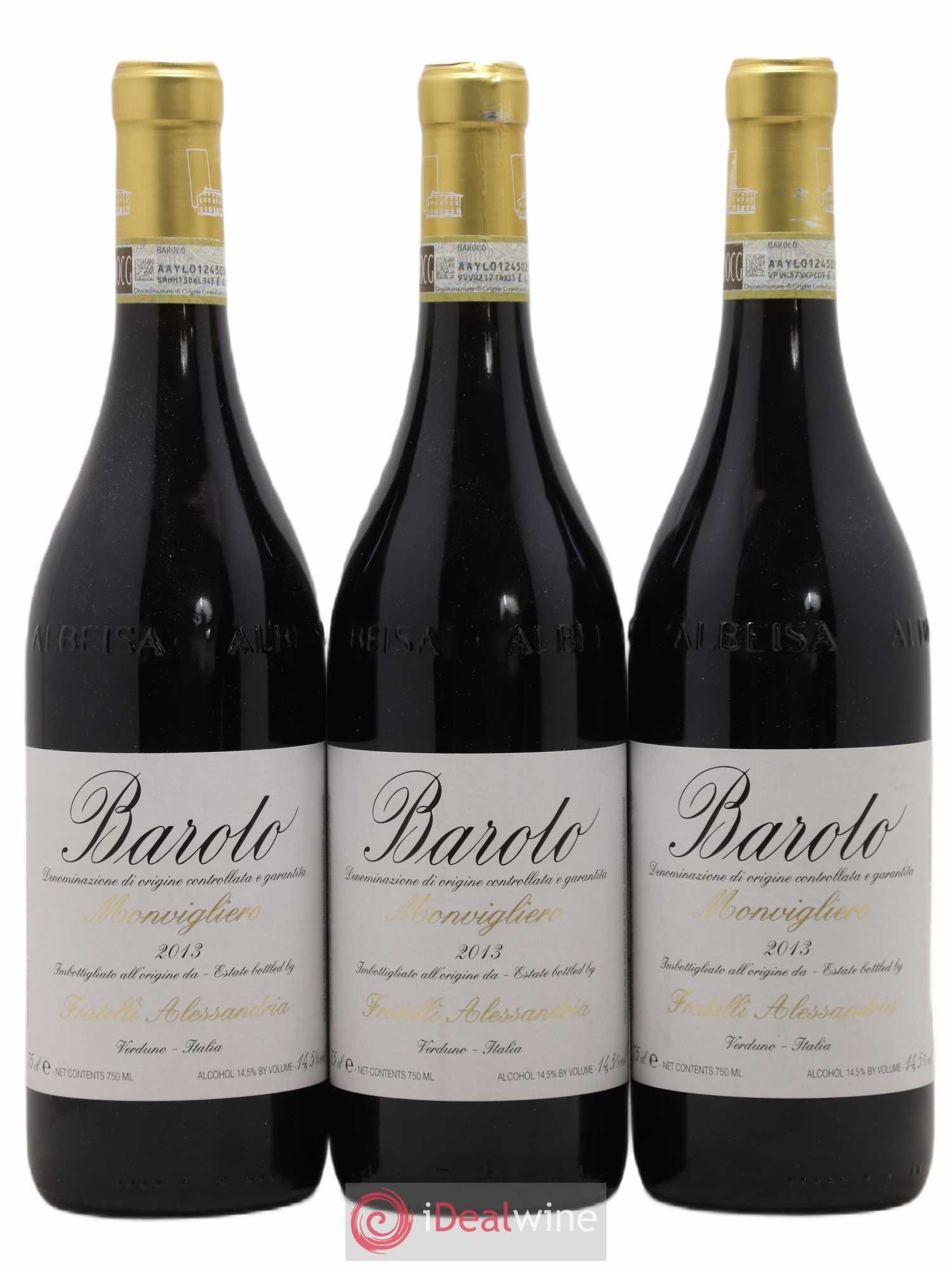 Barolo DOCG Monvigliero Fratelli Alessandria 2013 - Lot de 3 bouteilles - 0