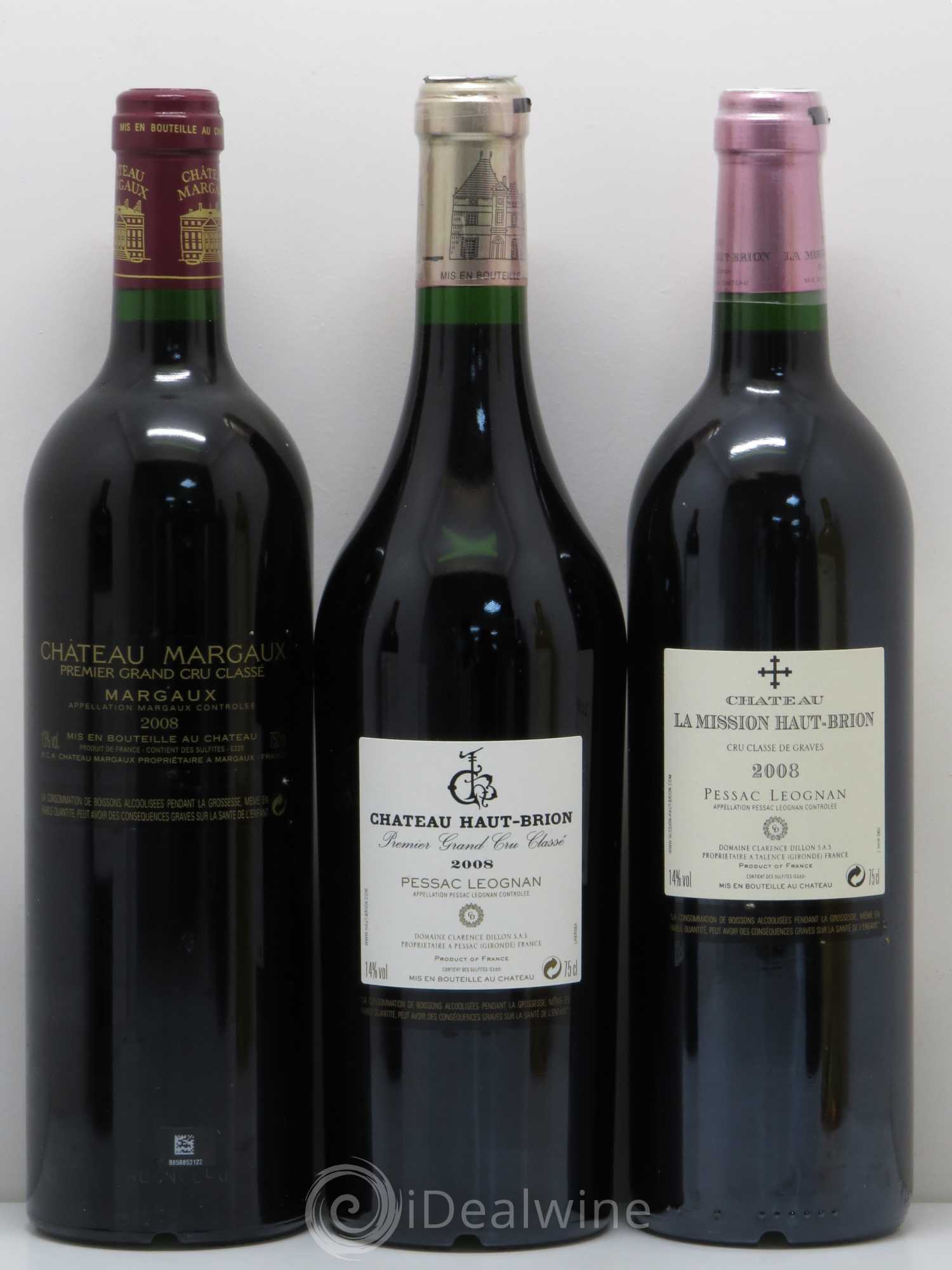 Caisse Collection Duclot 2008 (1 Haut-Brion, 1 Mission haut-brion, 1 Margaux, 1 Latour, 1 Lafite Rothschild, 1 Mouton Rothschild, 1 Pétrus, 1 Cheval Blanc 1 Yquem) 2008 - Posten von 1 Flasche - 4