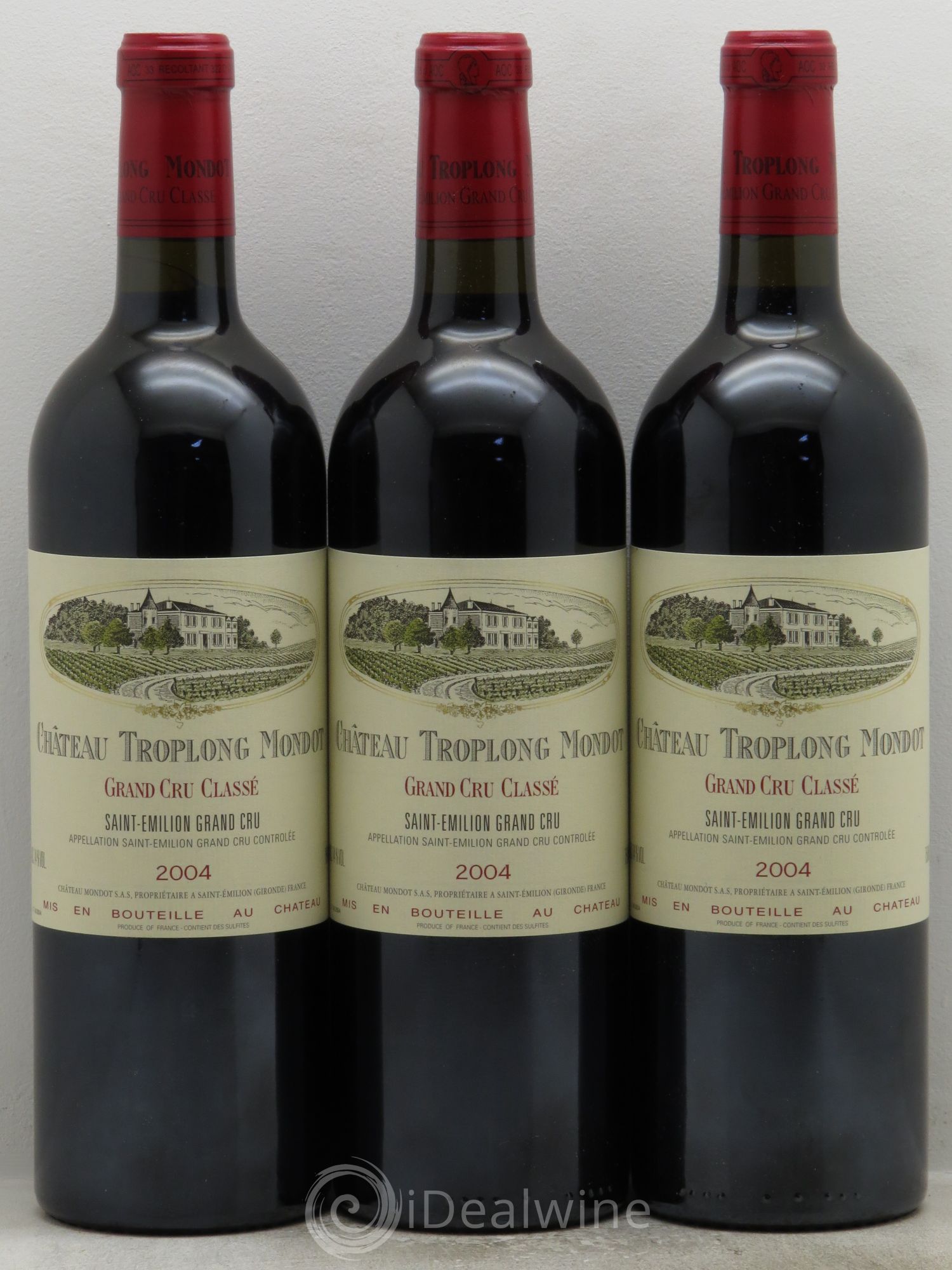 Château Troplong Mondot 1er Grand Cru Classé B 2004 - Lot de 3 bouteilles - 0