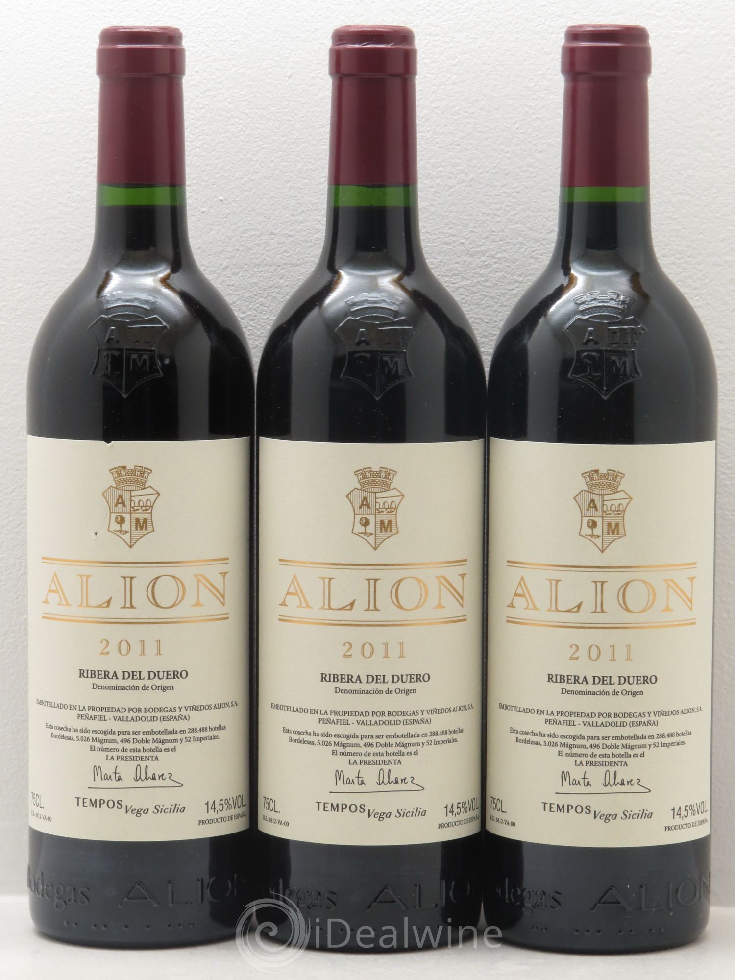 Ribera Del Duero DO Vega Sicilia Alion Famille Alvarez 2011 - Lot de 3 bouteilles - 0