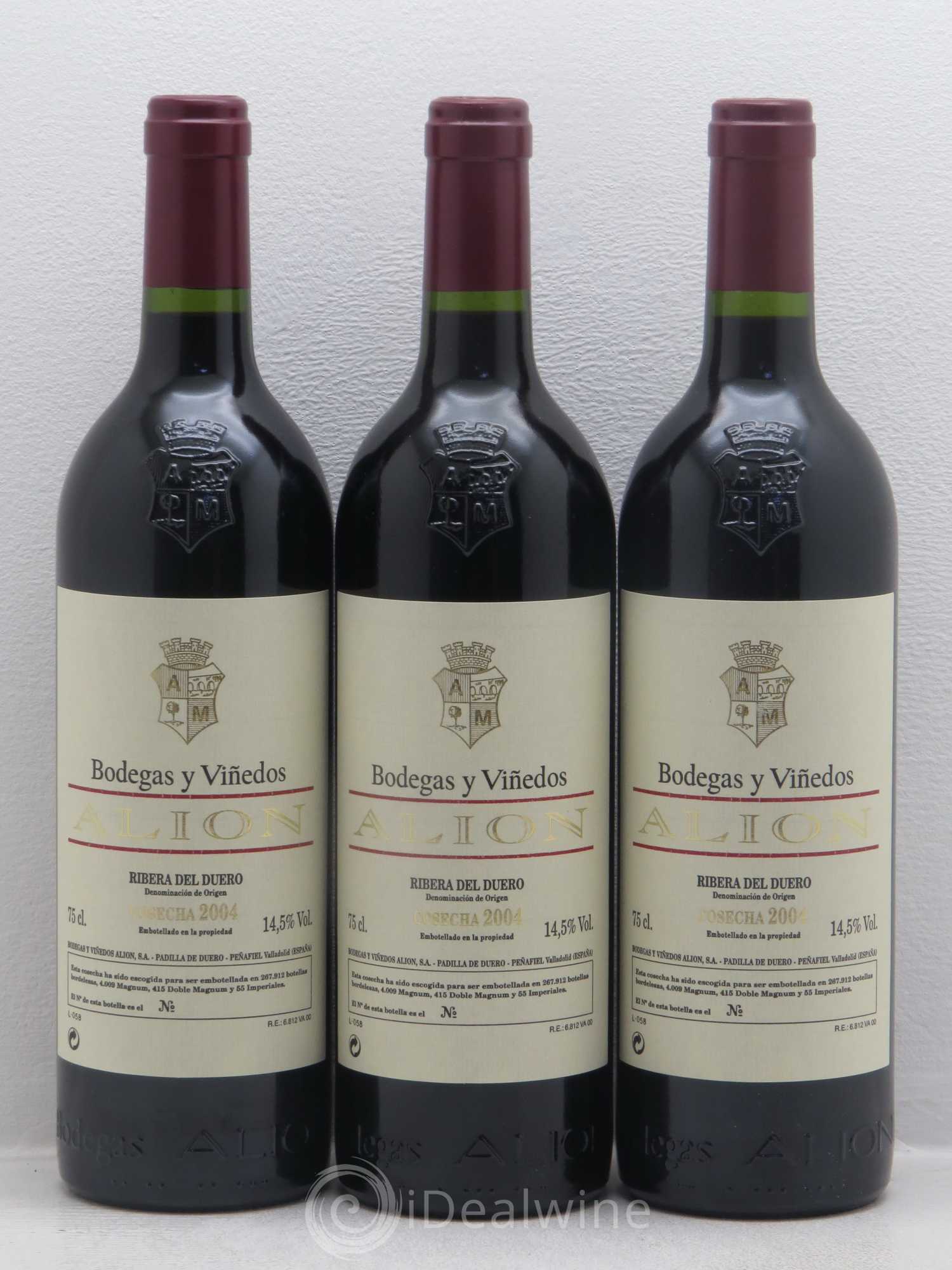 Ribera Del Duero DO ALION 2004 - Lot de 3 bouteilles - 0