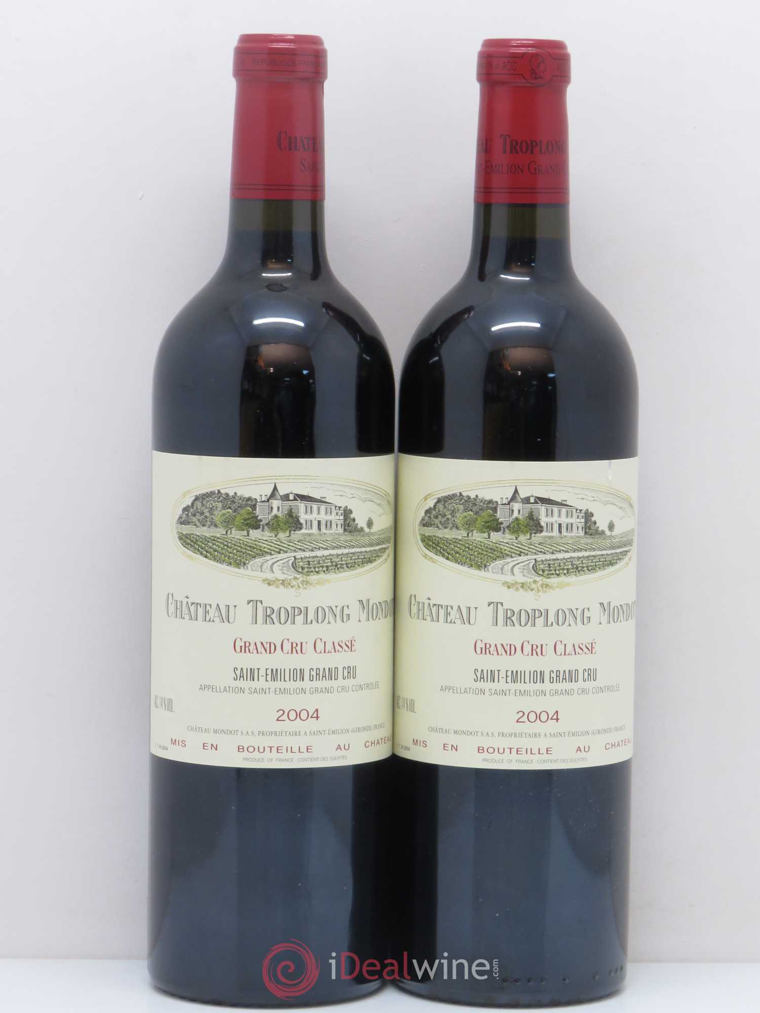Château Troplong Mondot 1er Grand Cru Classé B 2004 - Lot de 2 bouteilles - 0