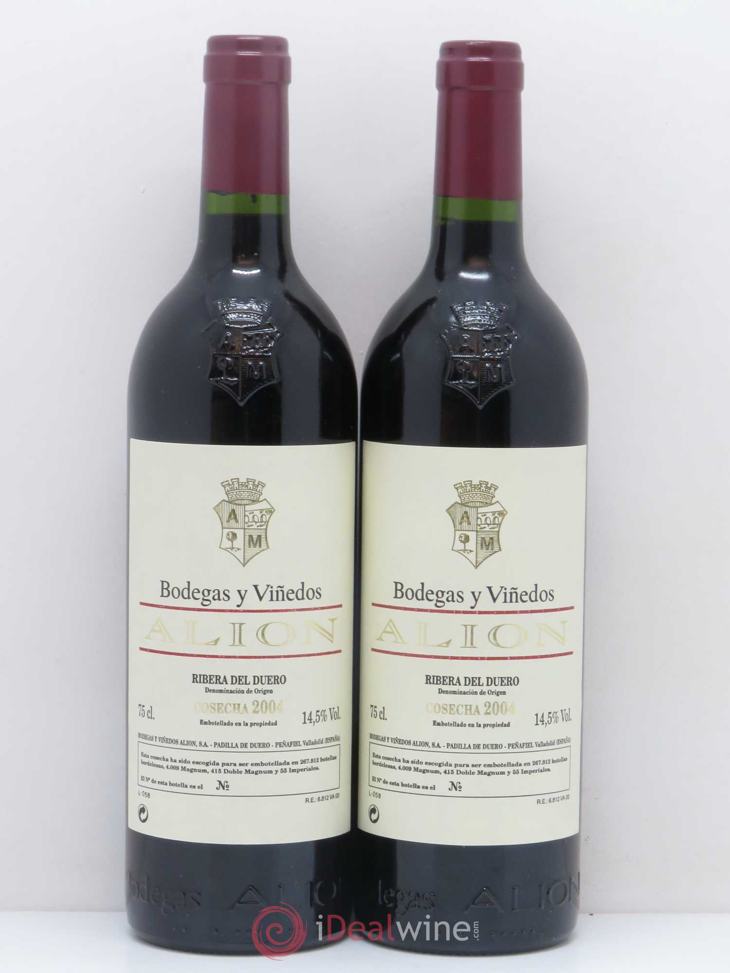 Ribera Del Duero DO Vega Sicilia Alion Famille Alvarez 2004 - Lot de 2 bouteilles - 0