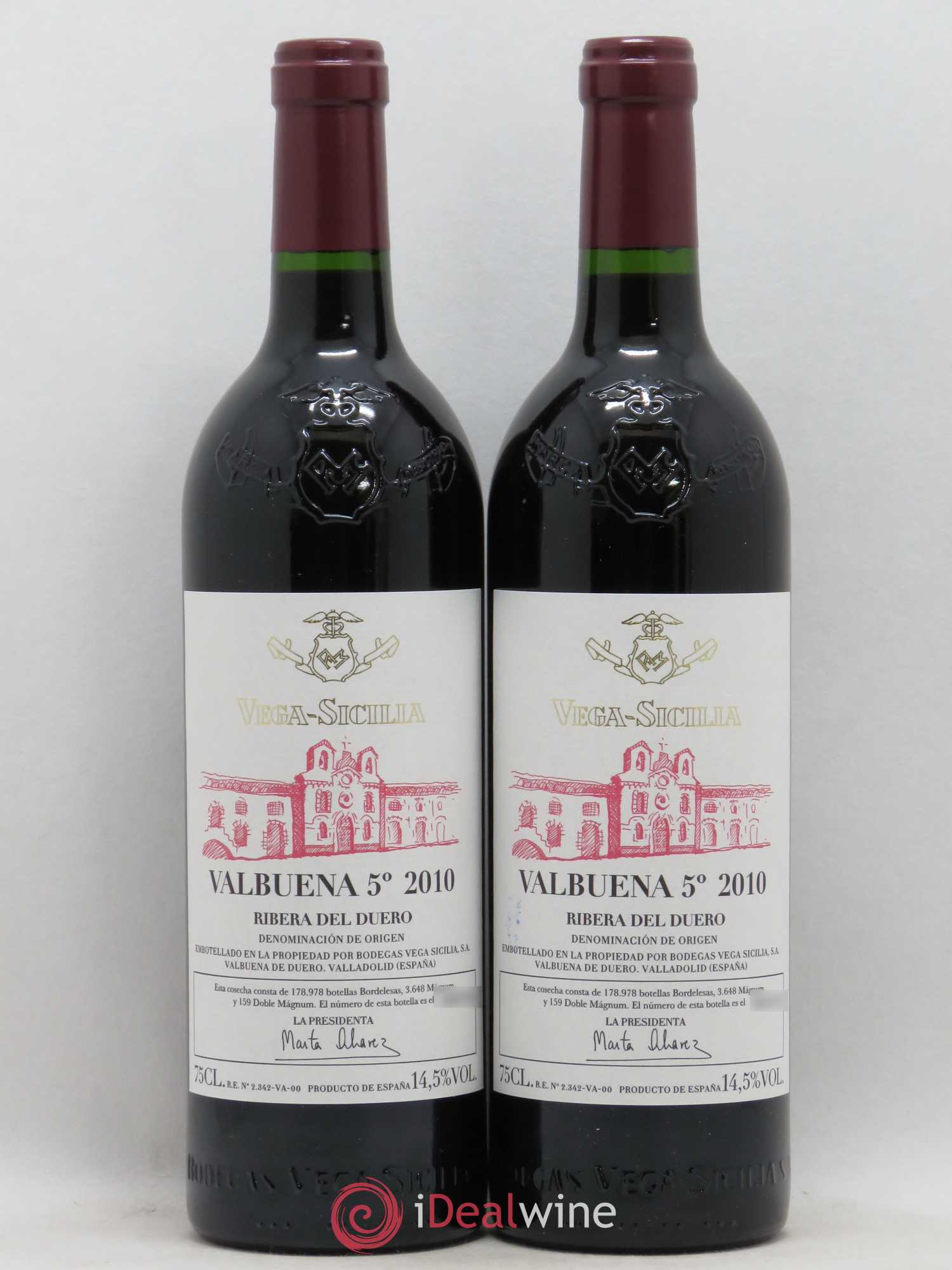 Ribera Del Duero DO Vega Sicilia Valbuena 5 ano Famille Alvarez 2010 - Lot de 2 bouteilles - 0