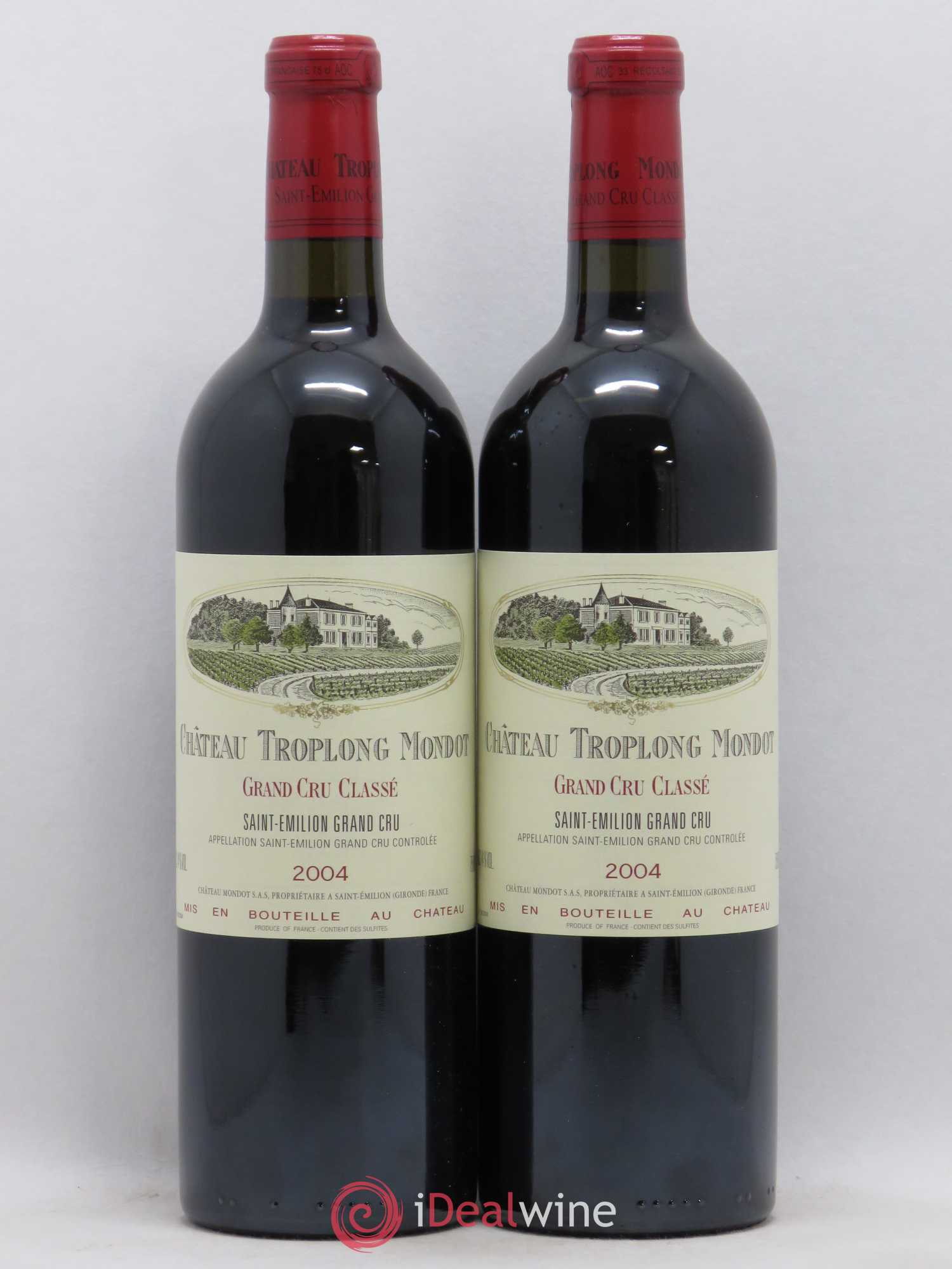 Château Troplong Mondot 1er Grand Cru Classé B 2004 - Lot de 2 bouteilles - 0