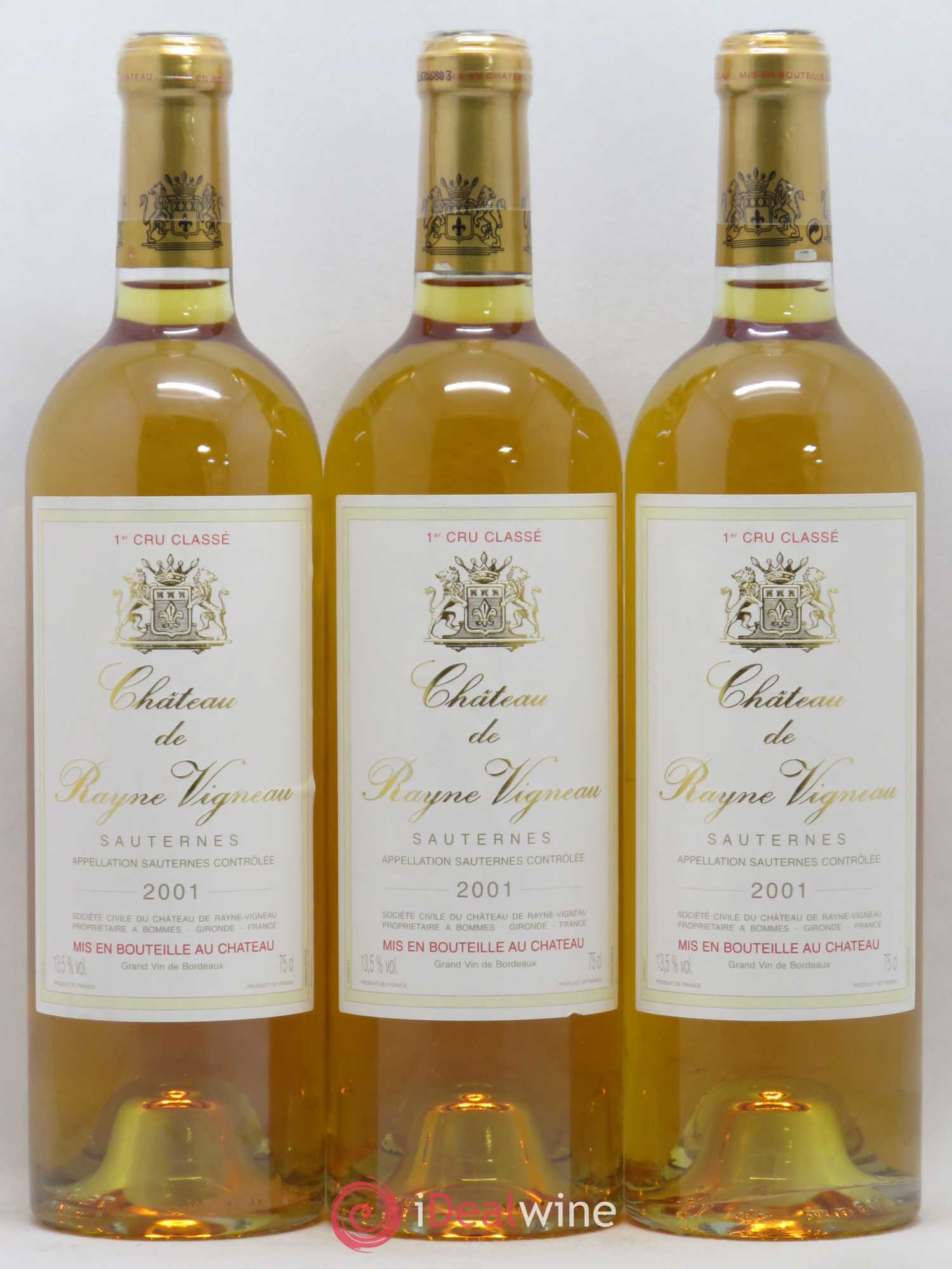 Château de Rayne Vigneau 1er Grand Cru Classé 2001 - Lotto di 3 bottiglie - 0