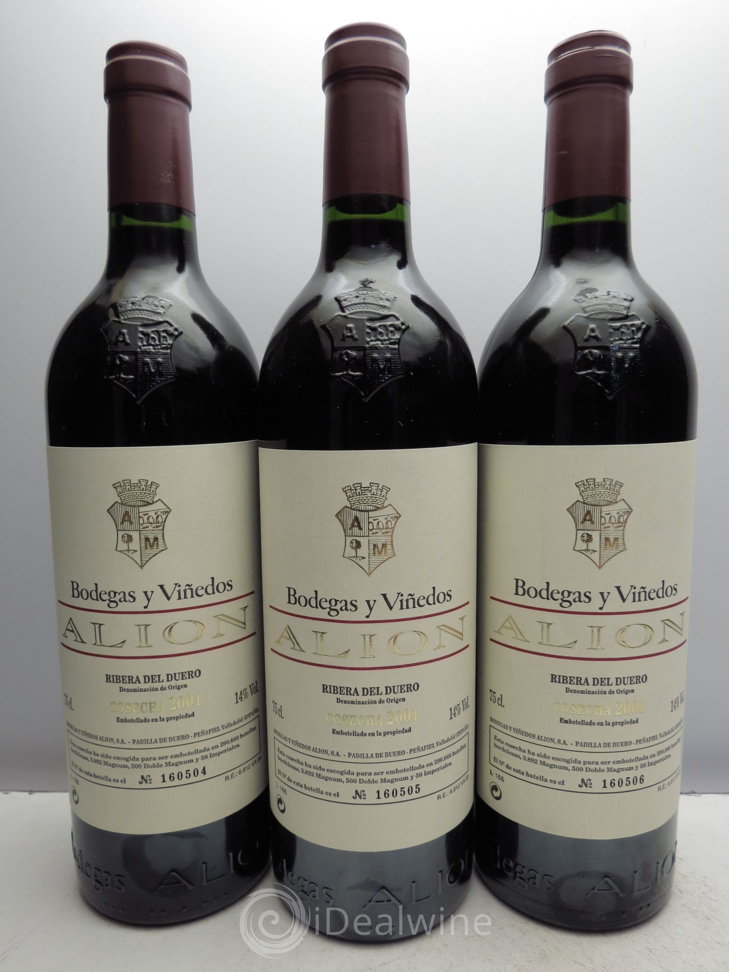 Ribera Del Duero DO Vega Sicilia Alion Famille Alvarez 2001 - Lot de 3 bouteilles - 0