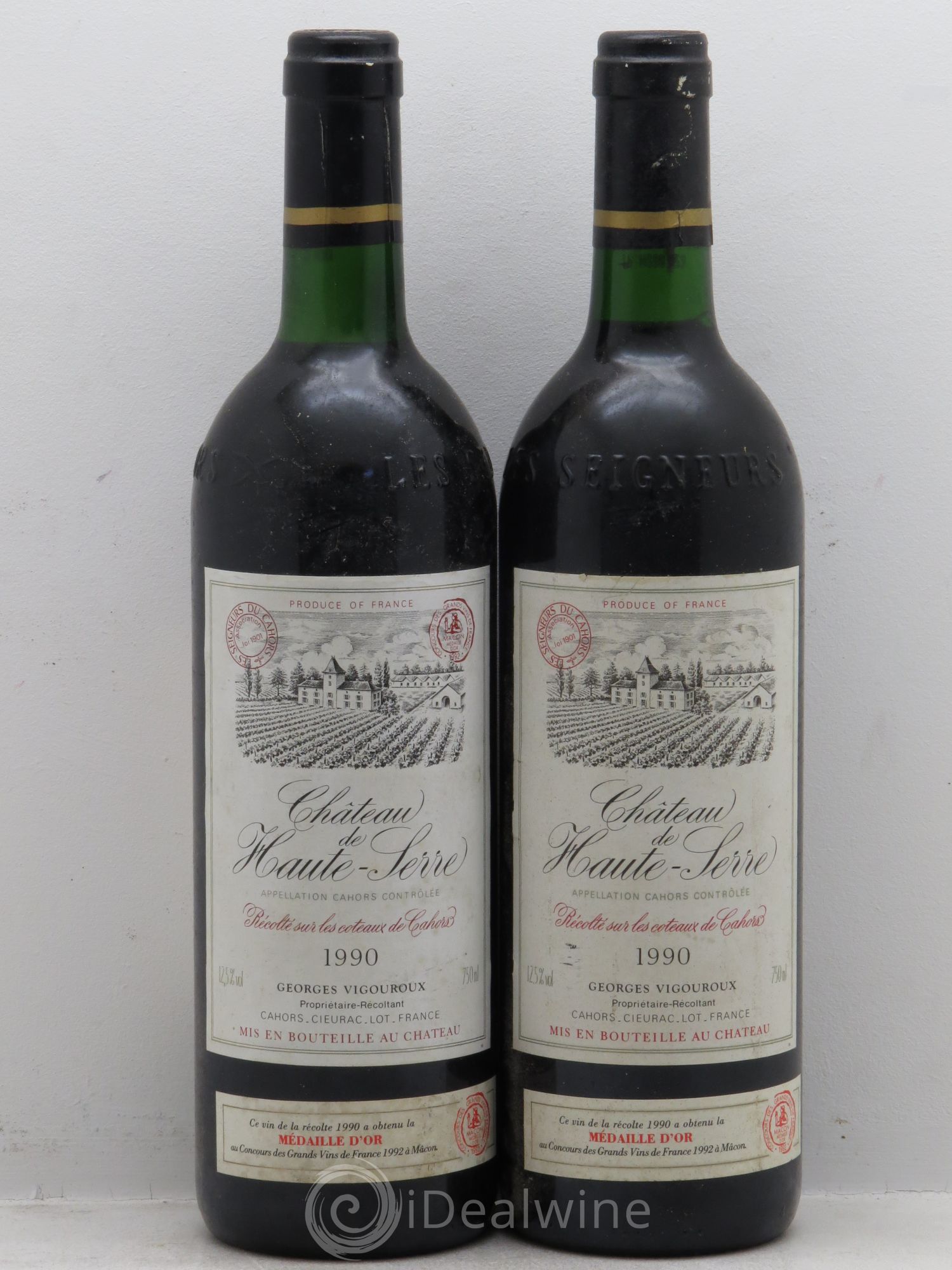 Cahors Château Haute Serre 1990 - Posten von 2 Flaschen - 0