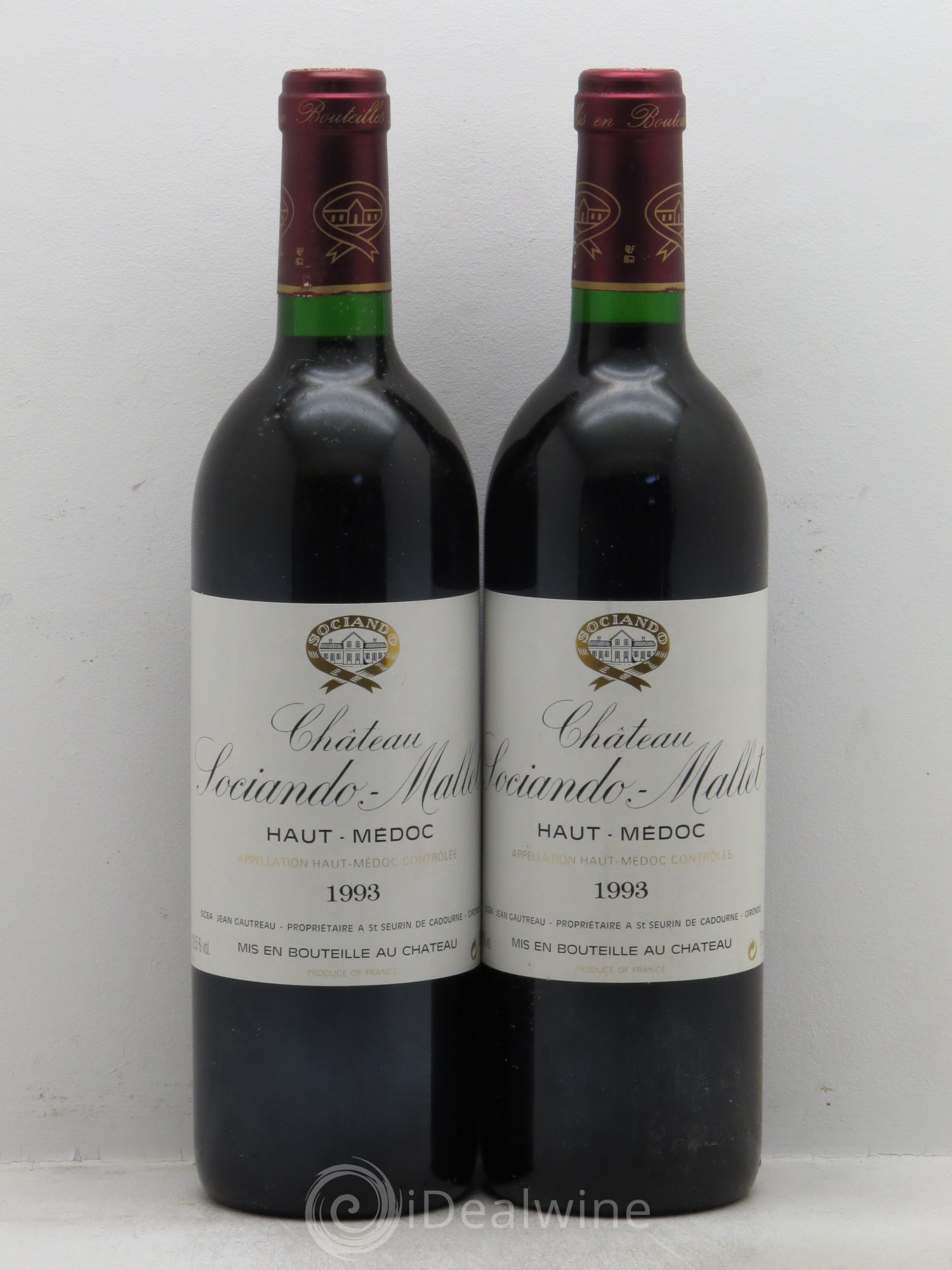 Château Sociando Mallet 1993 - Lot de 2 bouteilles - 0