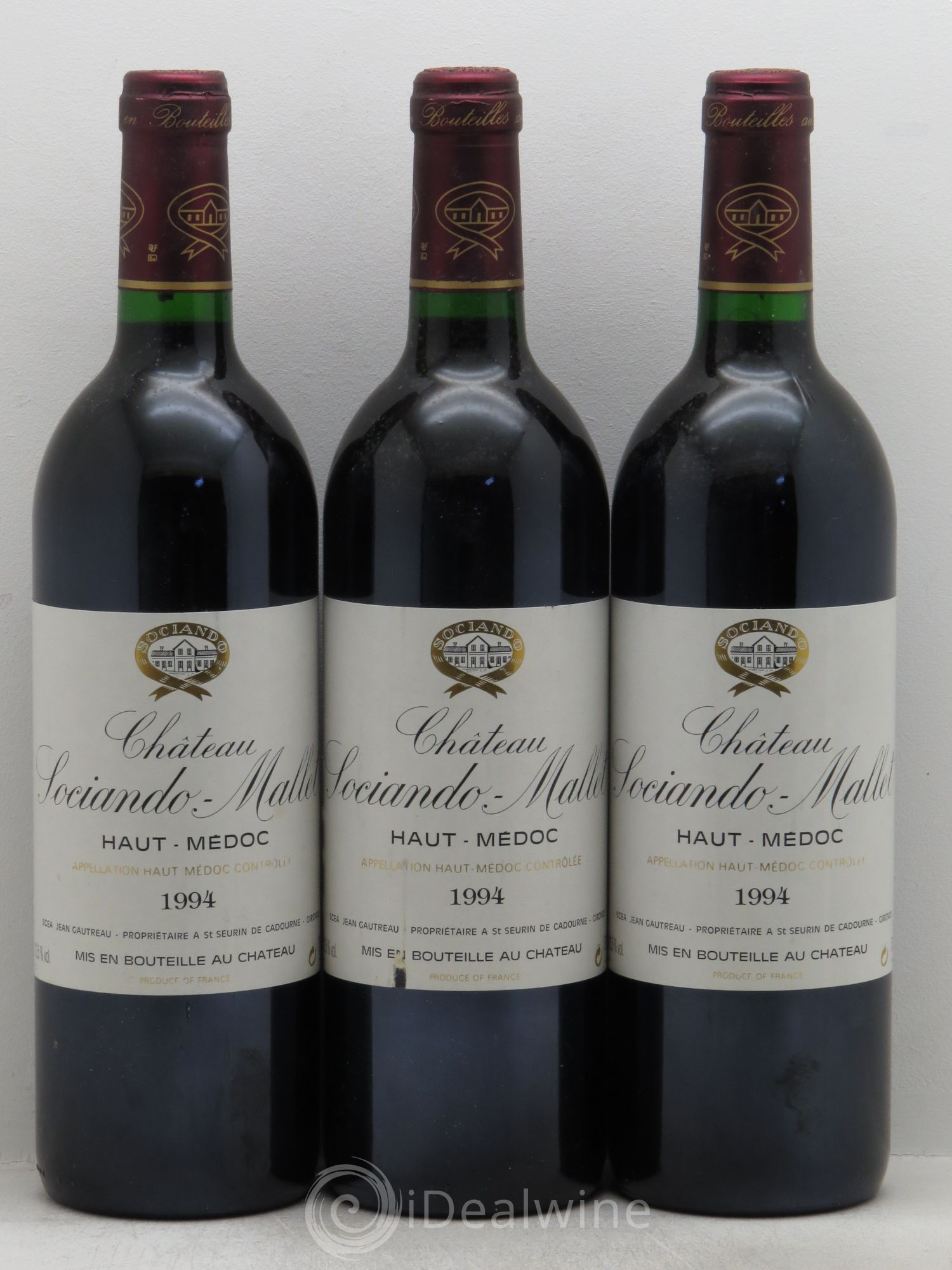 Château Sociando Mallet 1994 - Lot de 3 bouteilles - 0