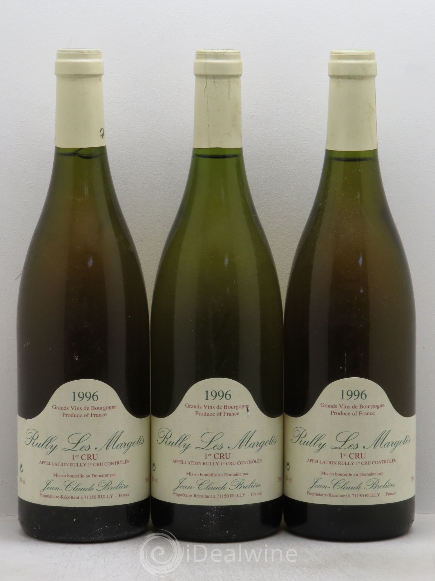 Rully 1er Cru Les Margotés J.C. Brélière 1996 - Posten von 3 Flaschen - 0