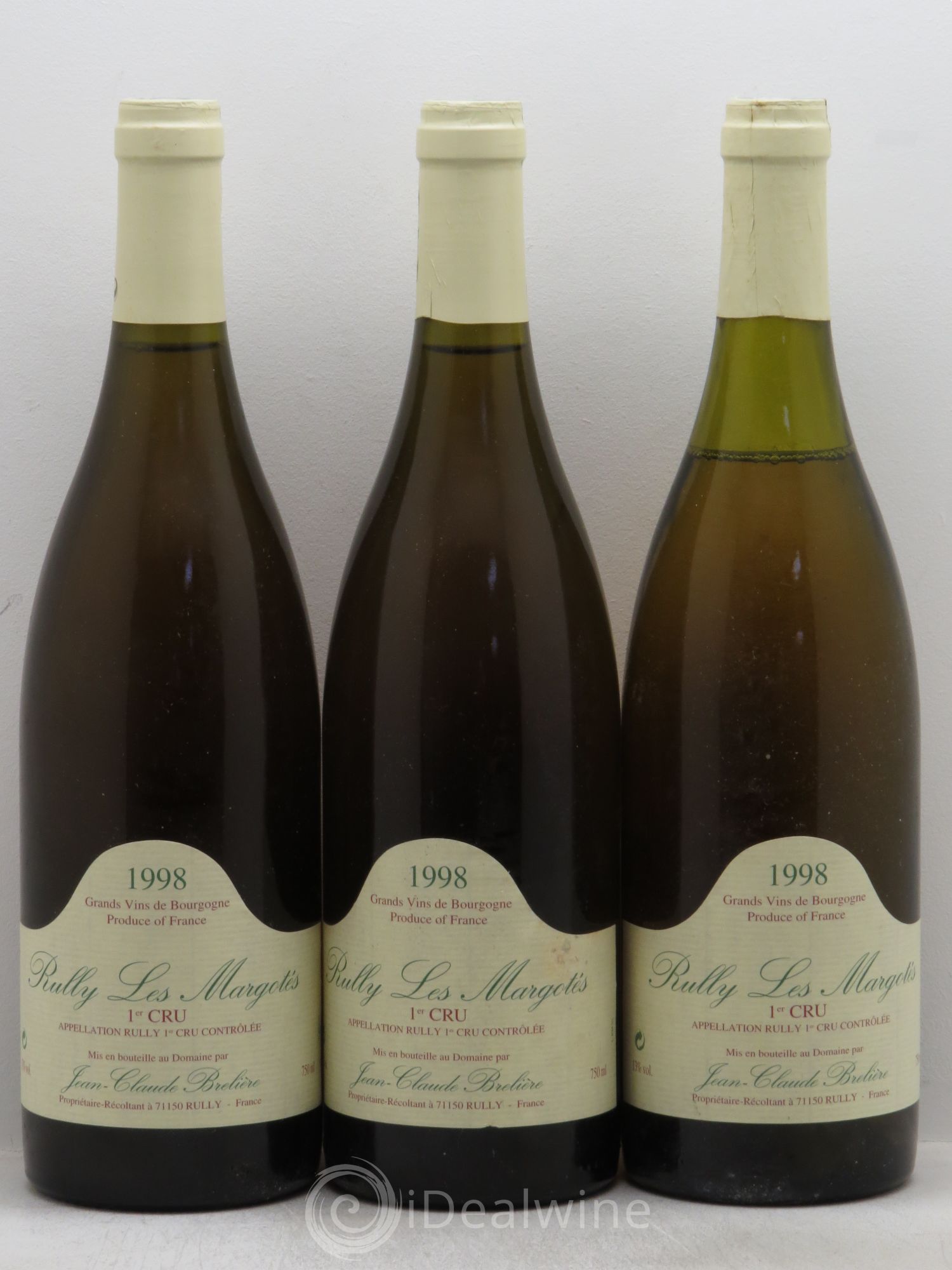 Rully 1er Cru Les Margotés J.C. Brélière 1998 - Posten von 3 Flaschen - 0