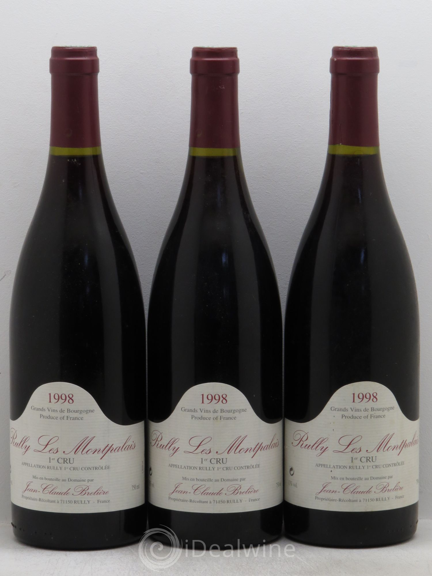 Rully 1er Cru Les Montpalais J.C Brelière 1998 - Lot of 3 bottles - 0