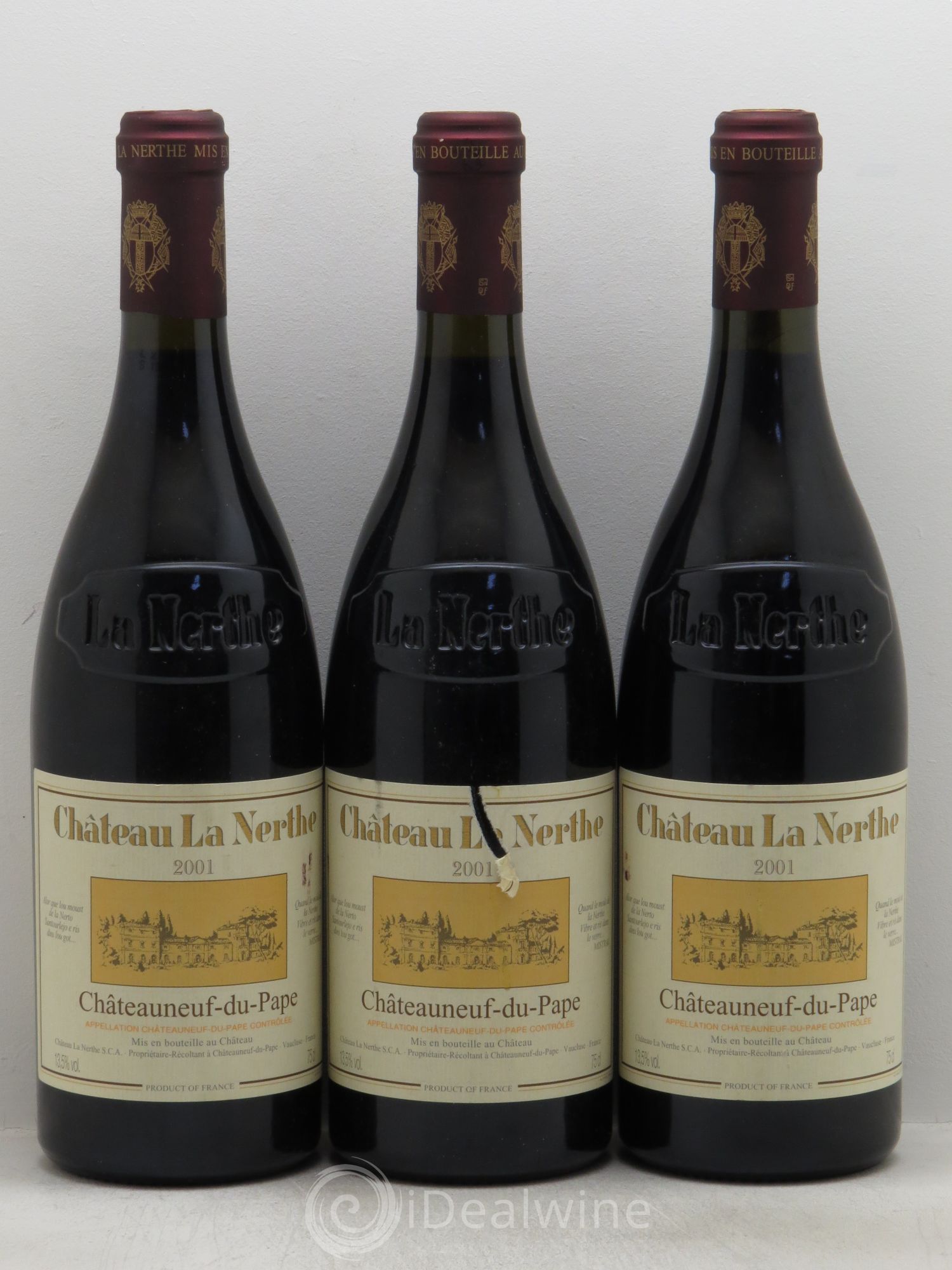 Châteauneuf-du-Pape Château la Nerthe Famille Richard 2001 - Lot de 3 bouteilles - 0
