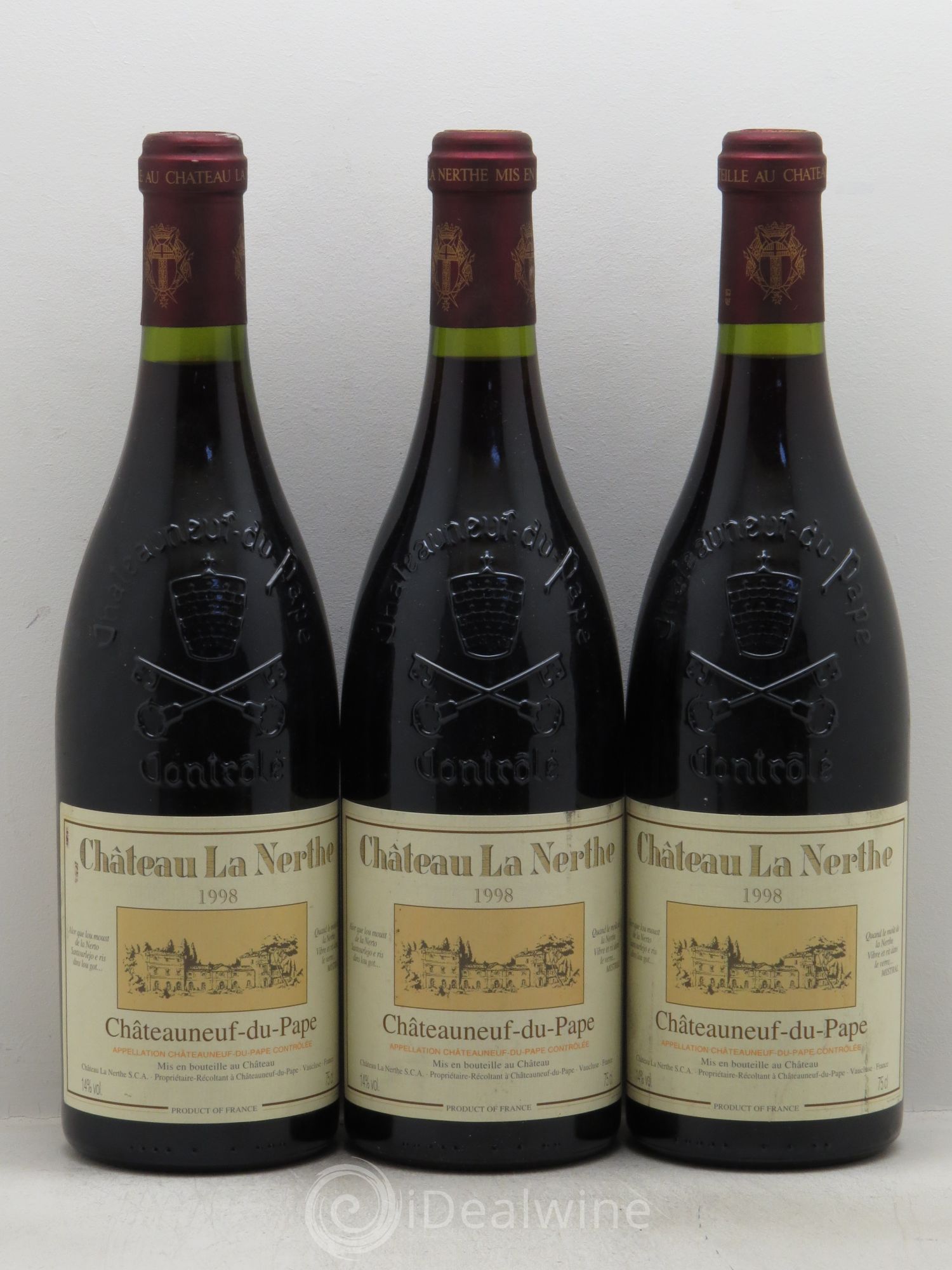 Châteauneuf-du-Pape Château la Nerthe Famille Richard 1998 - Lot de 3 bouteilles - 0