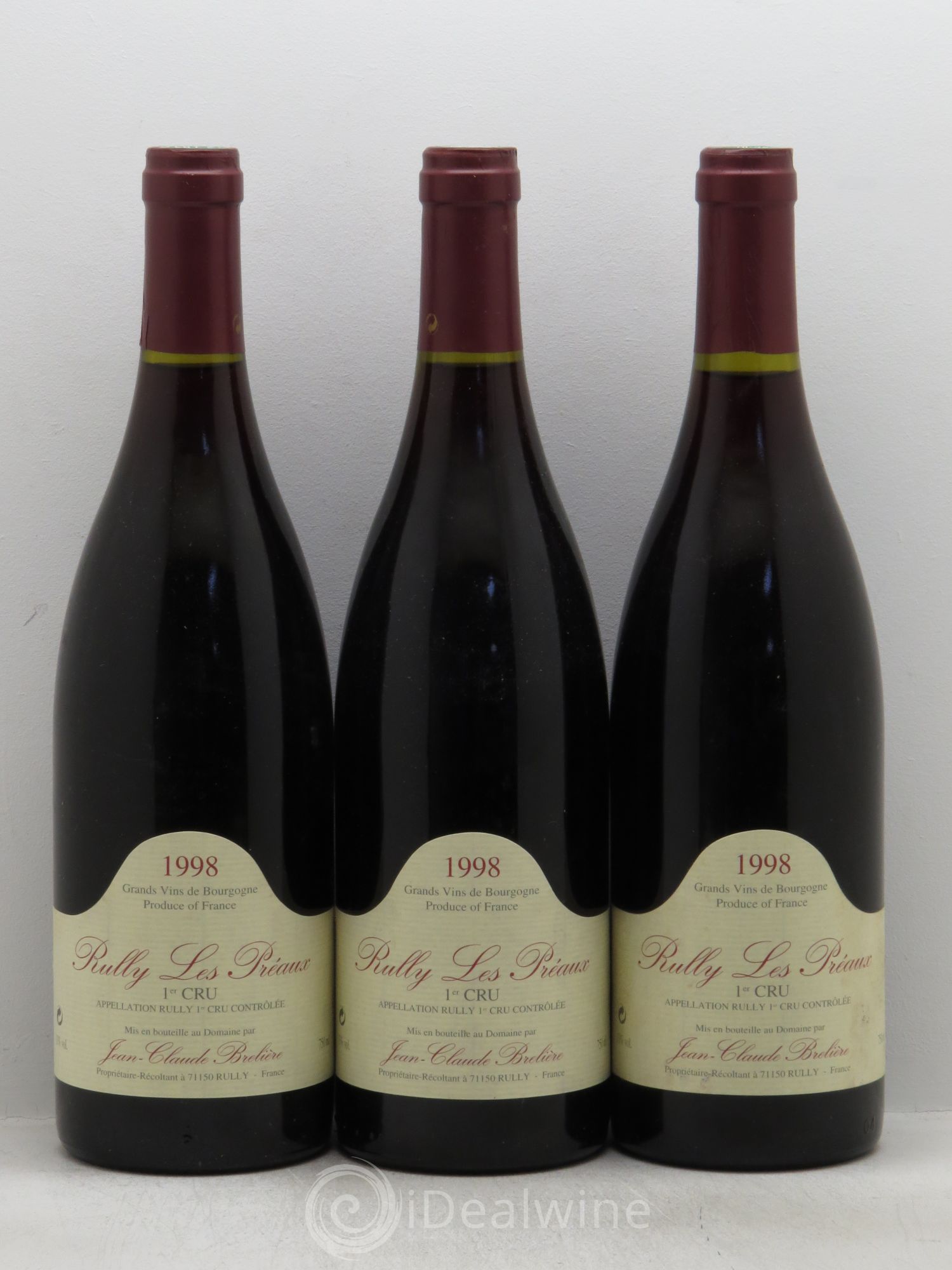 Rully 1er Cru Les Préaux J.C Brélière 1998 - Posten von 3 Flaschen - 0