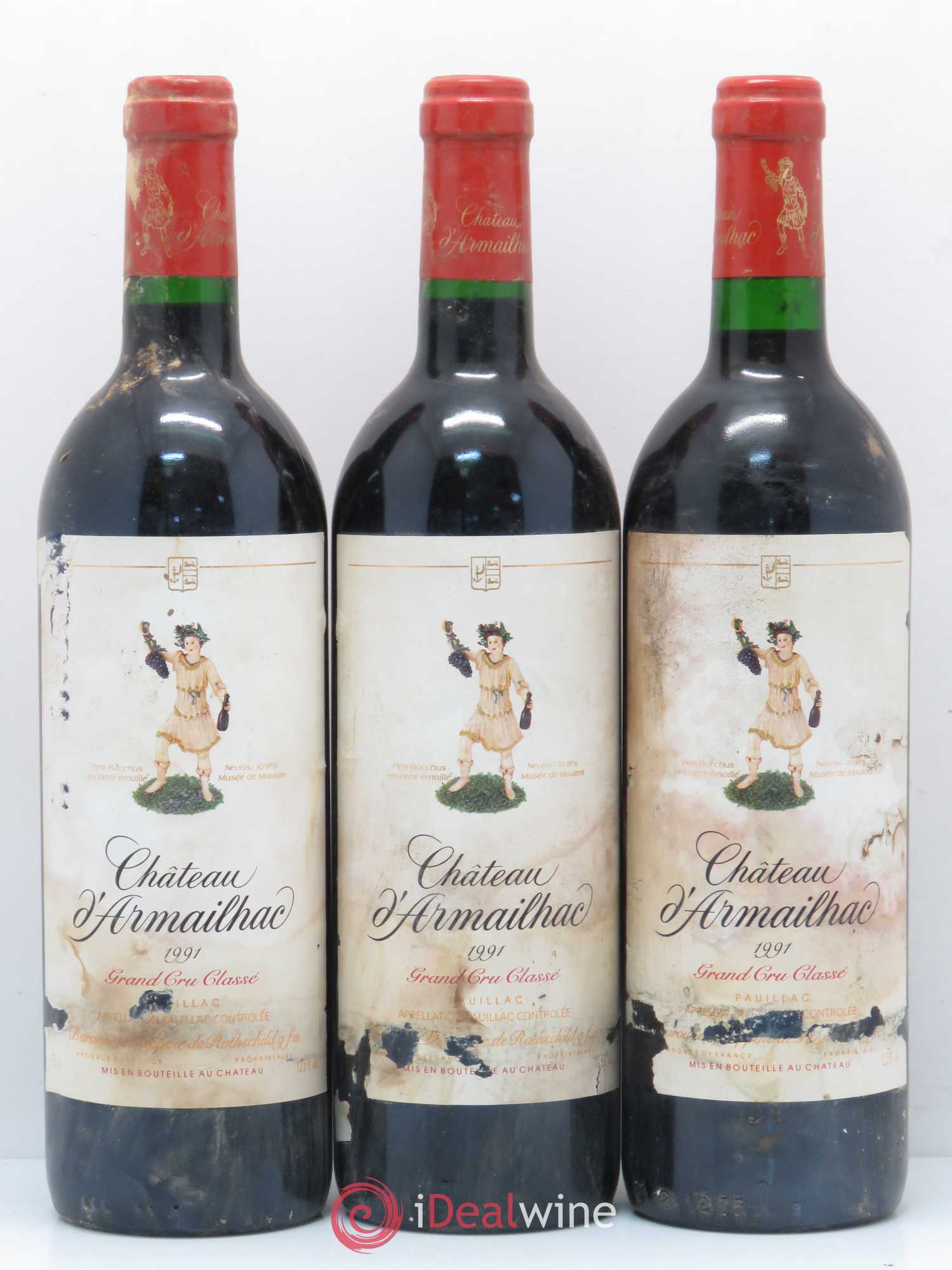 Château d' Armailhac - Mouton Baron(ne) Philippe 5ème Grand Cru Classé 1991 - Lot de 12 bouteilles - 3