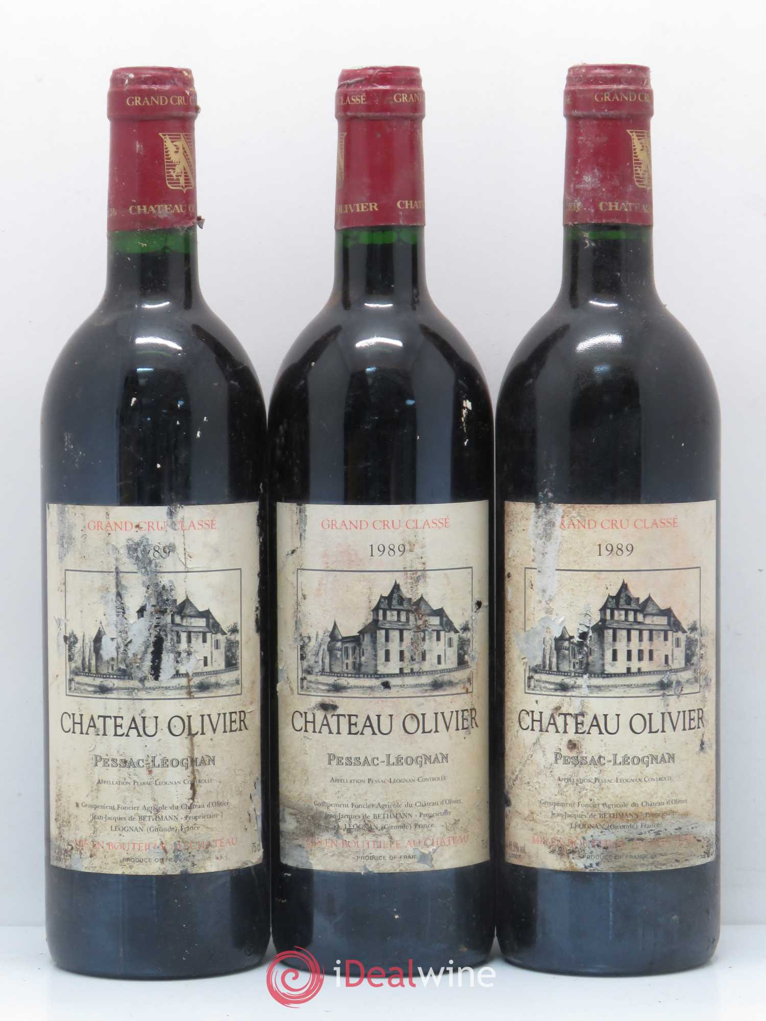 Château Olivier Cru Classé de Graves 1989 - Lot de 3 bouteilles - 0