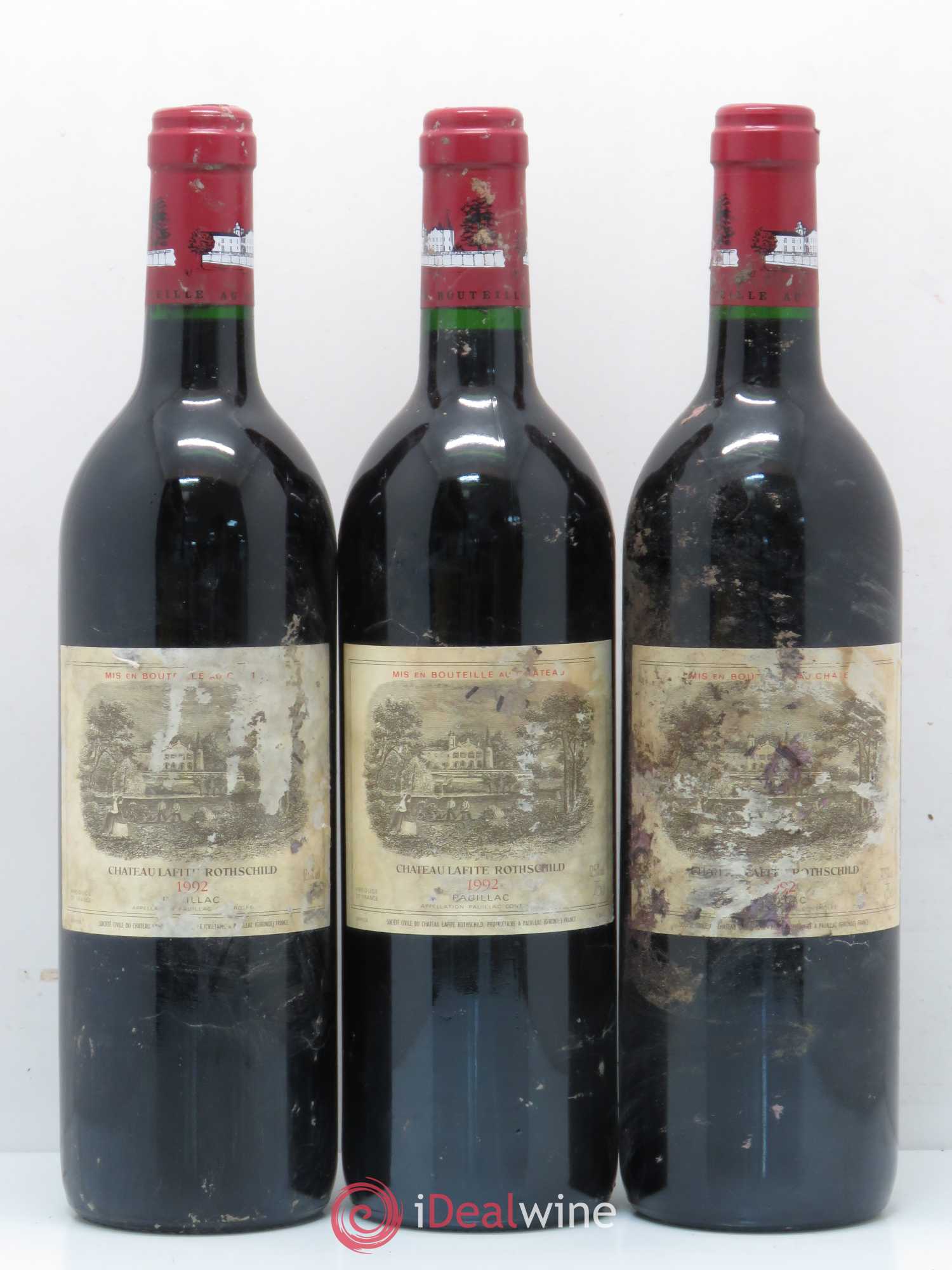 Château Lafite Rothschild 1er Grand Cru Classé 1992 - Lot de 3 bouteilles - 0
