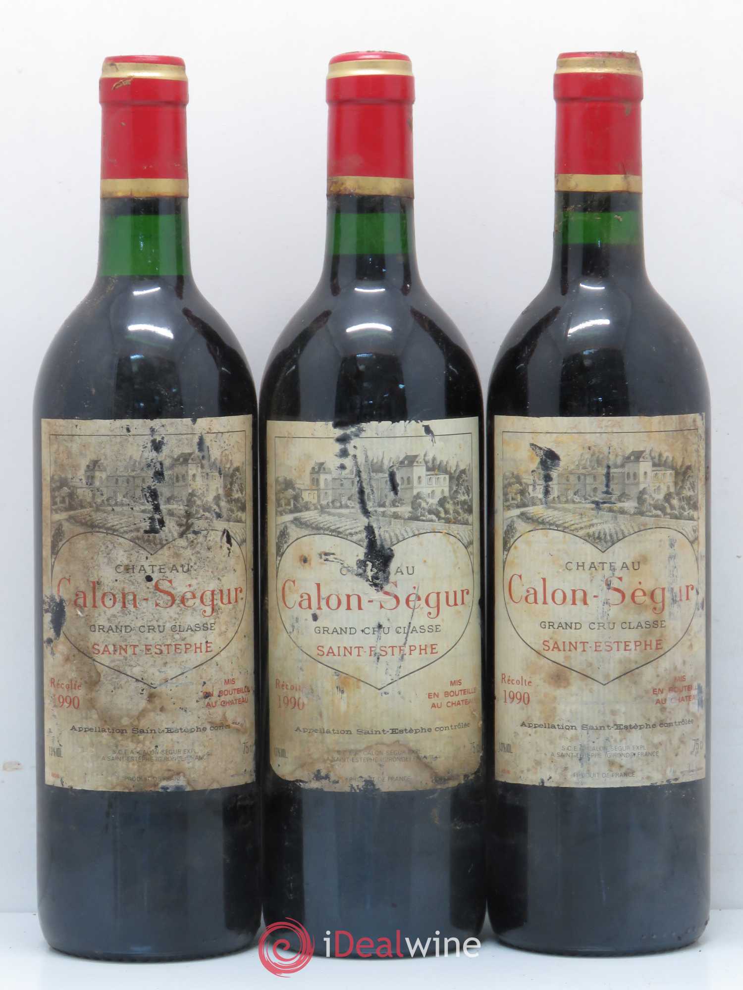 Château Calon Ségur 3ème Grand Cru Classé 1990 - Lot de 3 bouteilles - 0