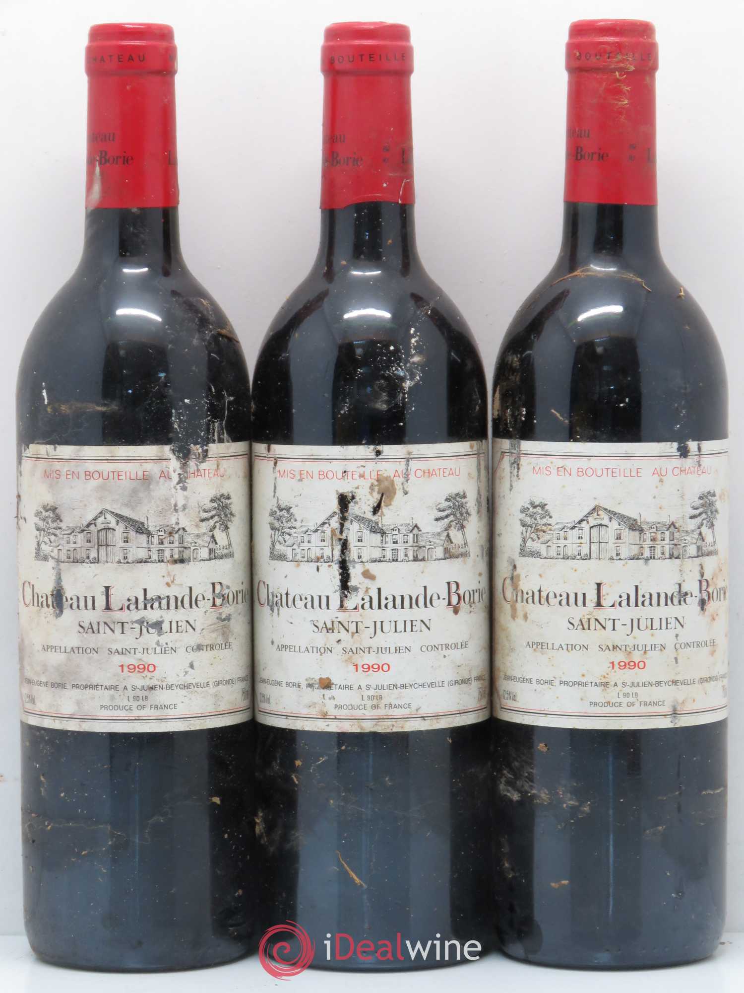 Château Lalande Borie 1990 - Lot de 3 bouteilles - 0
