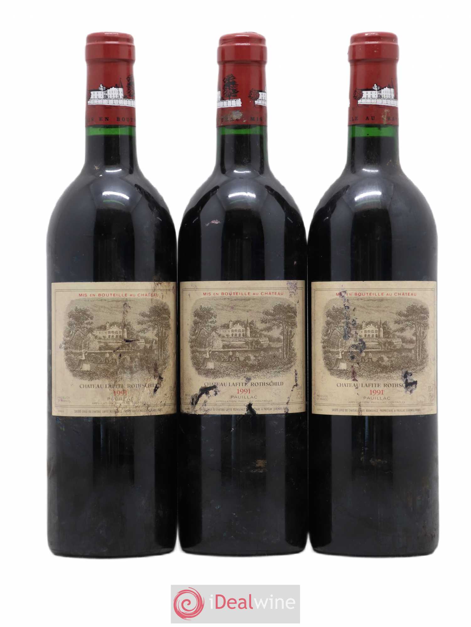 Château Lafite Rothschild 1er Grand Cru Classé 1991 - Lot de 3 bouteilles - 0