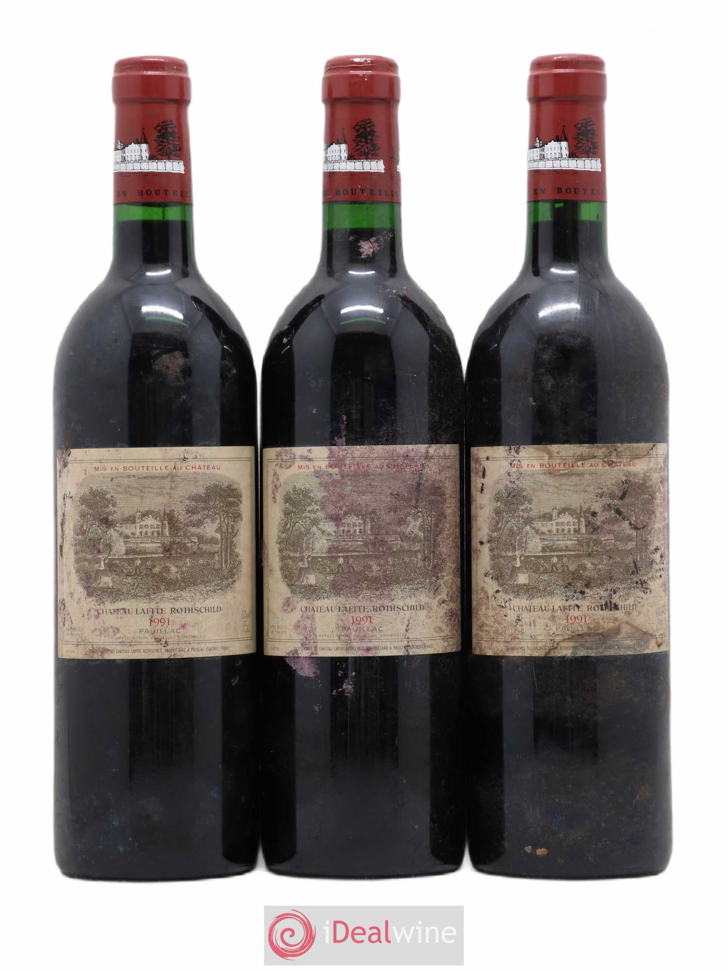 Château Lafite Rothschild 1er Grand Cru Classé 1991 - Lot de 3 bouteilles - 0